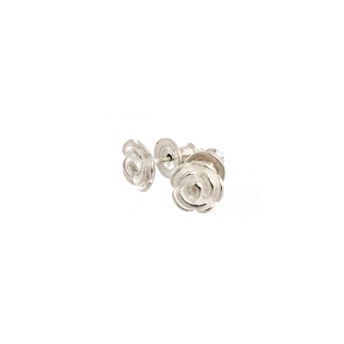 Boucles d&#39;oreilles à tige en argent avec fleur de rose