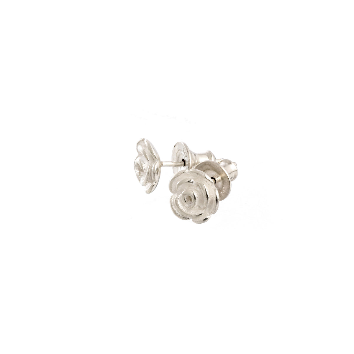 Boucles d&#39;oreilles à tige en argent avec fleur de rose