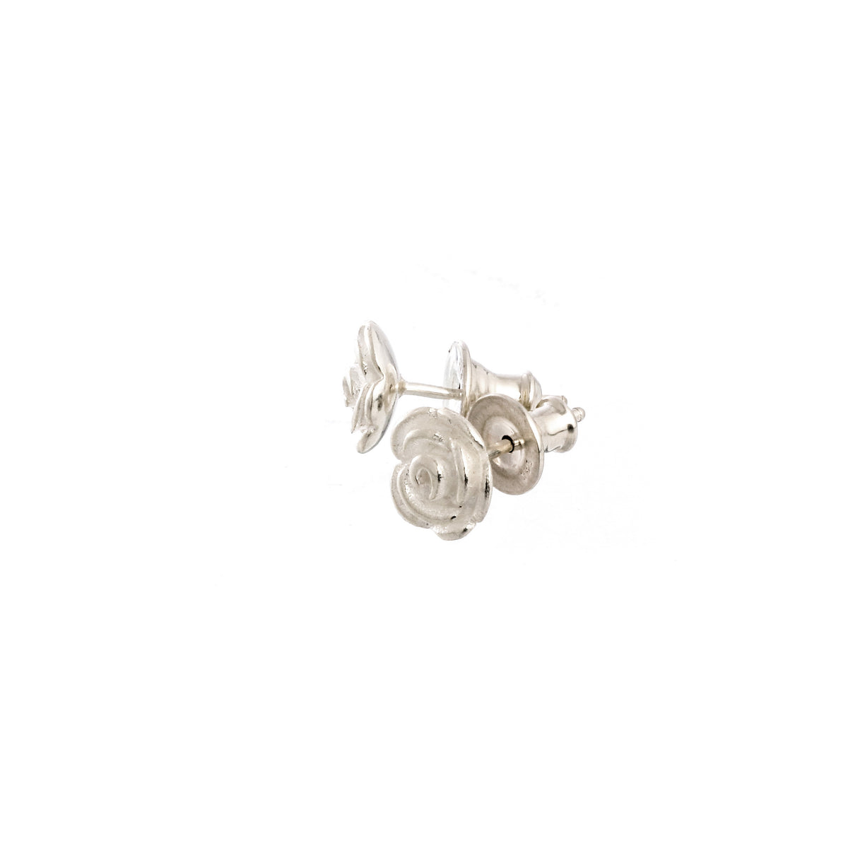 Rose Flower Silver Stud Earrings