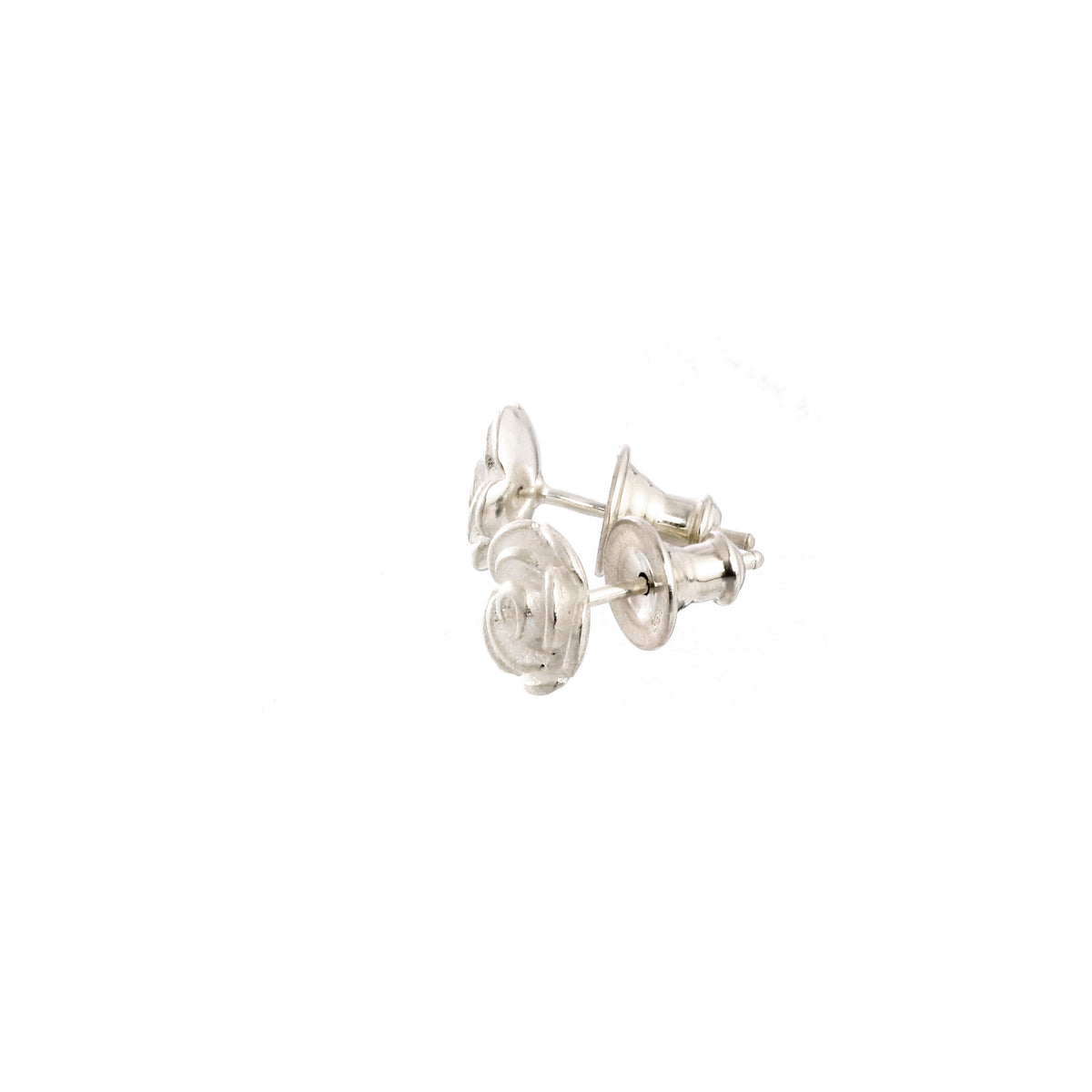 Rose Flower Silver Stud Earrings