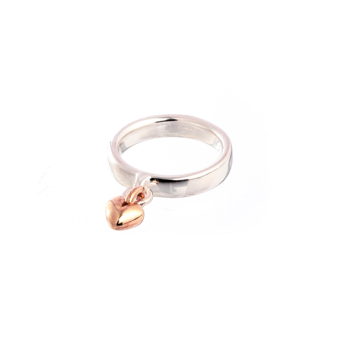 Sweetheart Silver &amp; Rose Gold Charm Ring