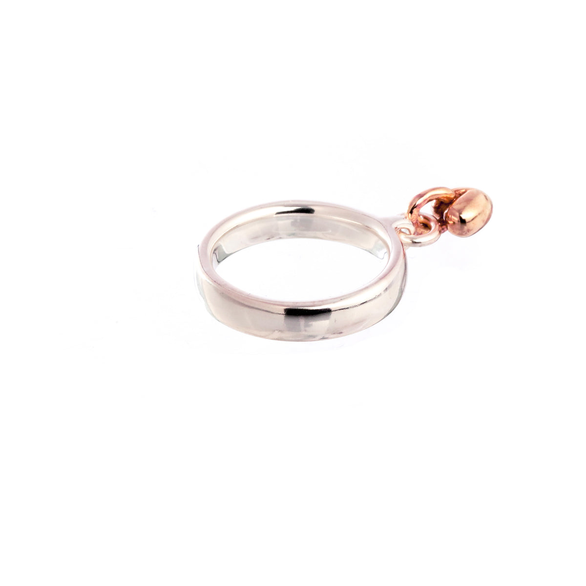 Sweetheart Silver &amp; Rose Gold Charm Ring