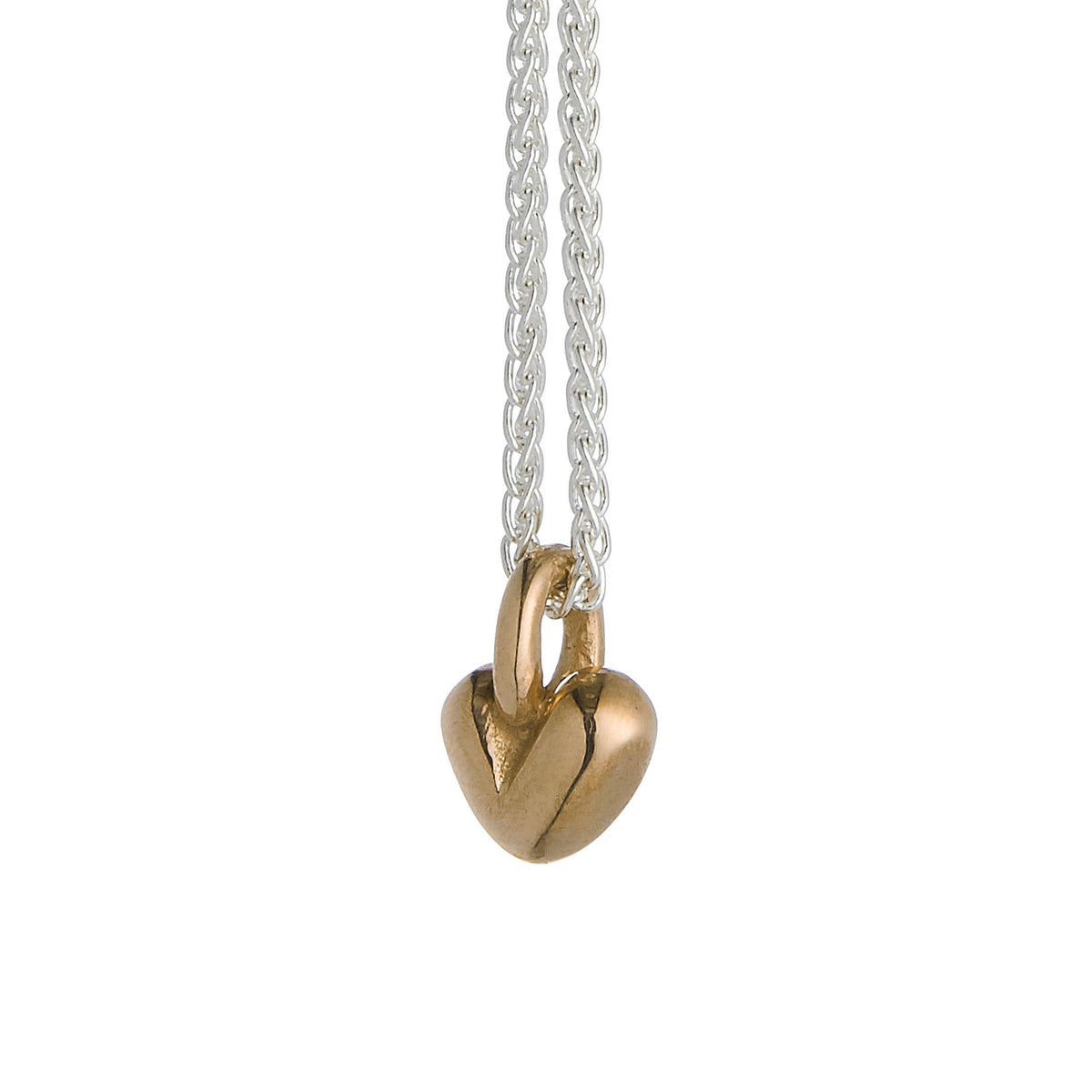 Sweetheart Silver &amp; Solid Gold Necklace