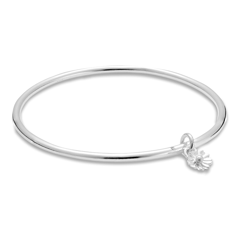 tiny daisy flower silver bangle nature inspired jewellery chelsea flower show scarlett Jewellery