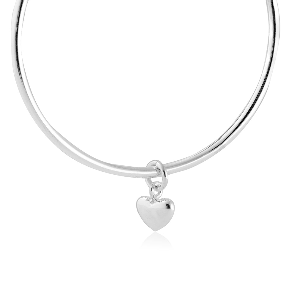 silver heart charm bangle anniversary gift for wife girlfriend mum