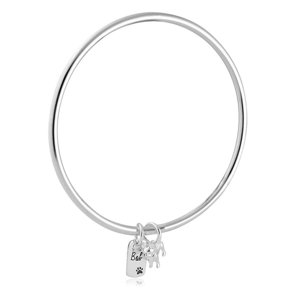 personalised dog jewellery french bulldog silver charm bangle sterling silver made in UK Scarlett Jewellery