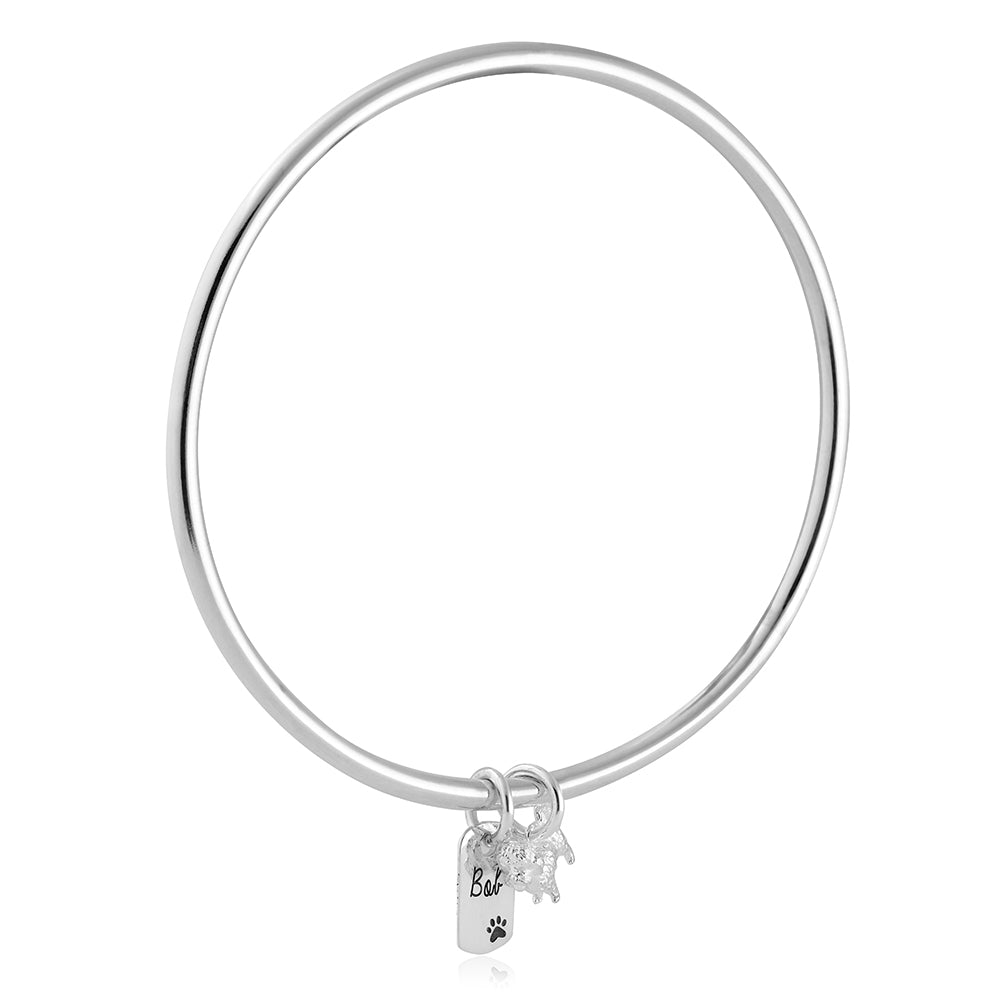 personalised maltipoo jewellery gift silver charm bangle sterling silver made in UK Scarlett Jewellery