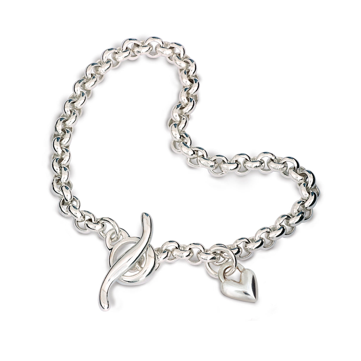 Heart Belcher Chain Charm Bracelet