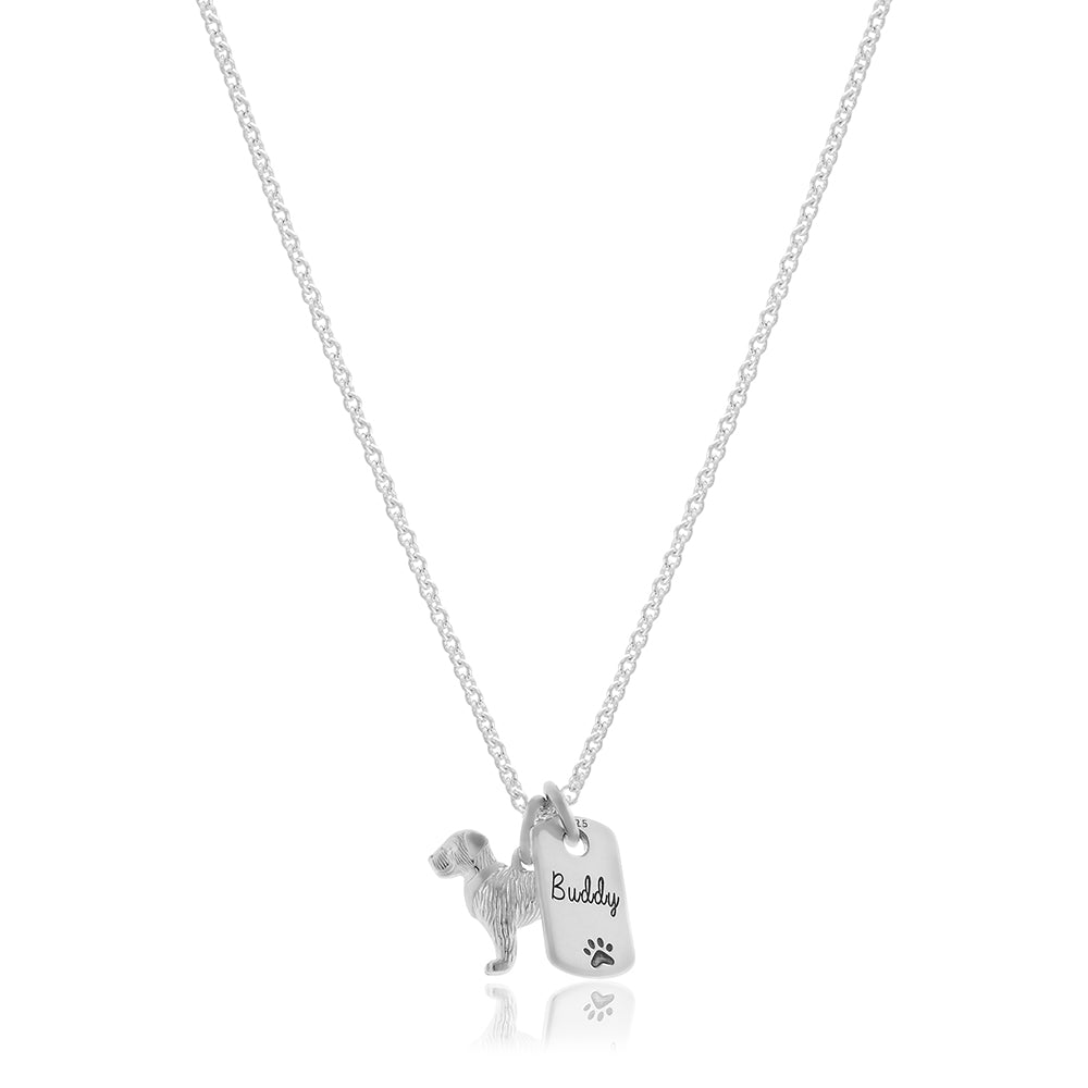 border terrier silver necklace with engraving Scarlett Jewellery gift for pet loss