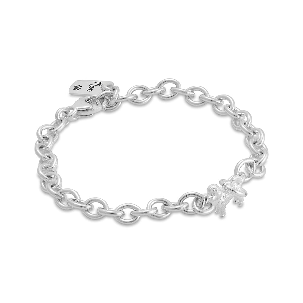 cavapoo cavoodle spoodle silver charm bracelet with personalised engraved dog tag scarlett jewellery