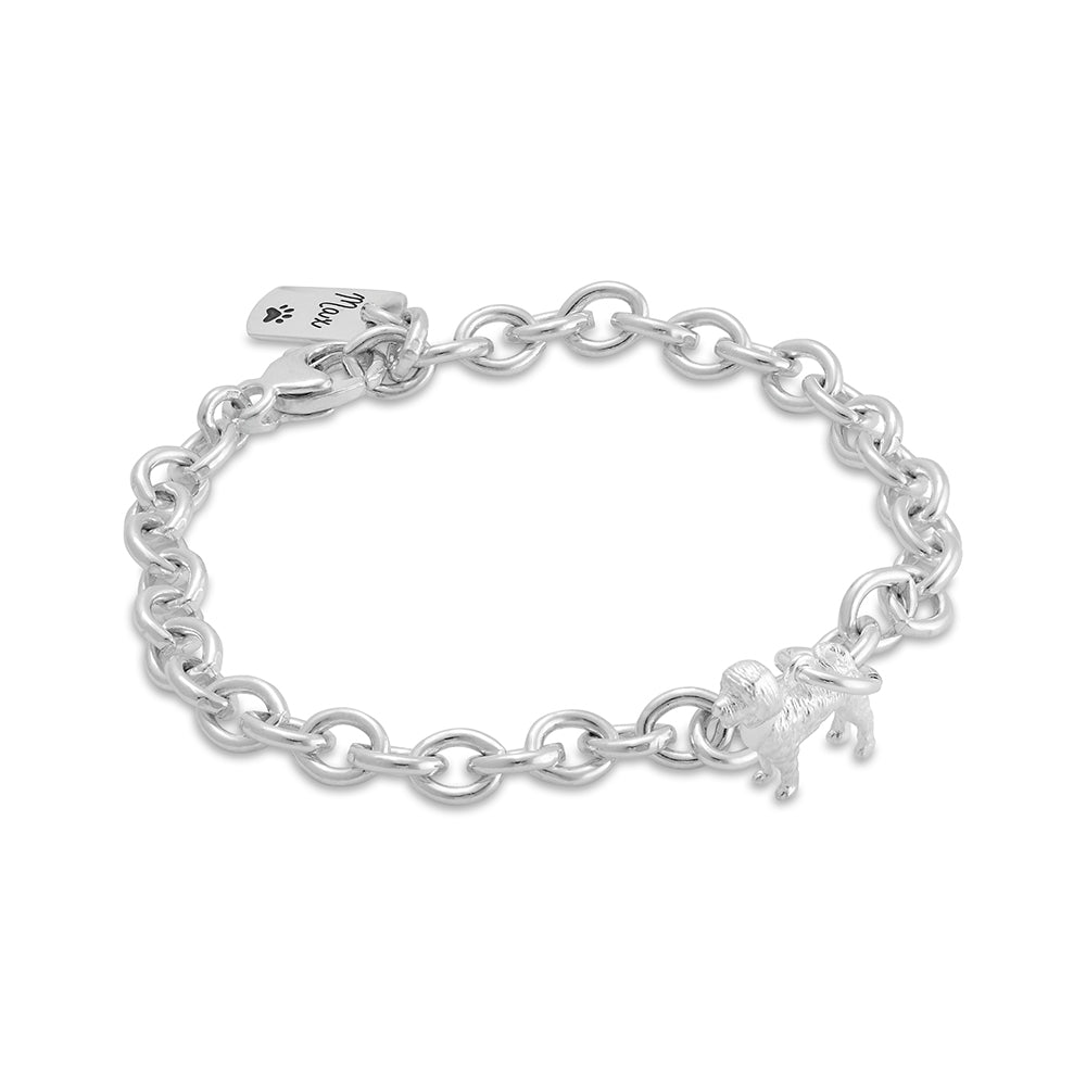 cockapoo silver charm bracelet with personalised engraved dog tag scarlett jewellery