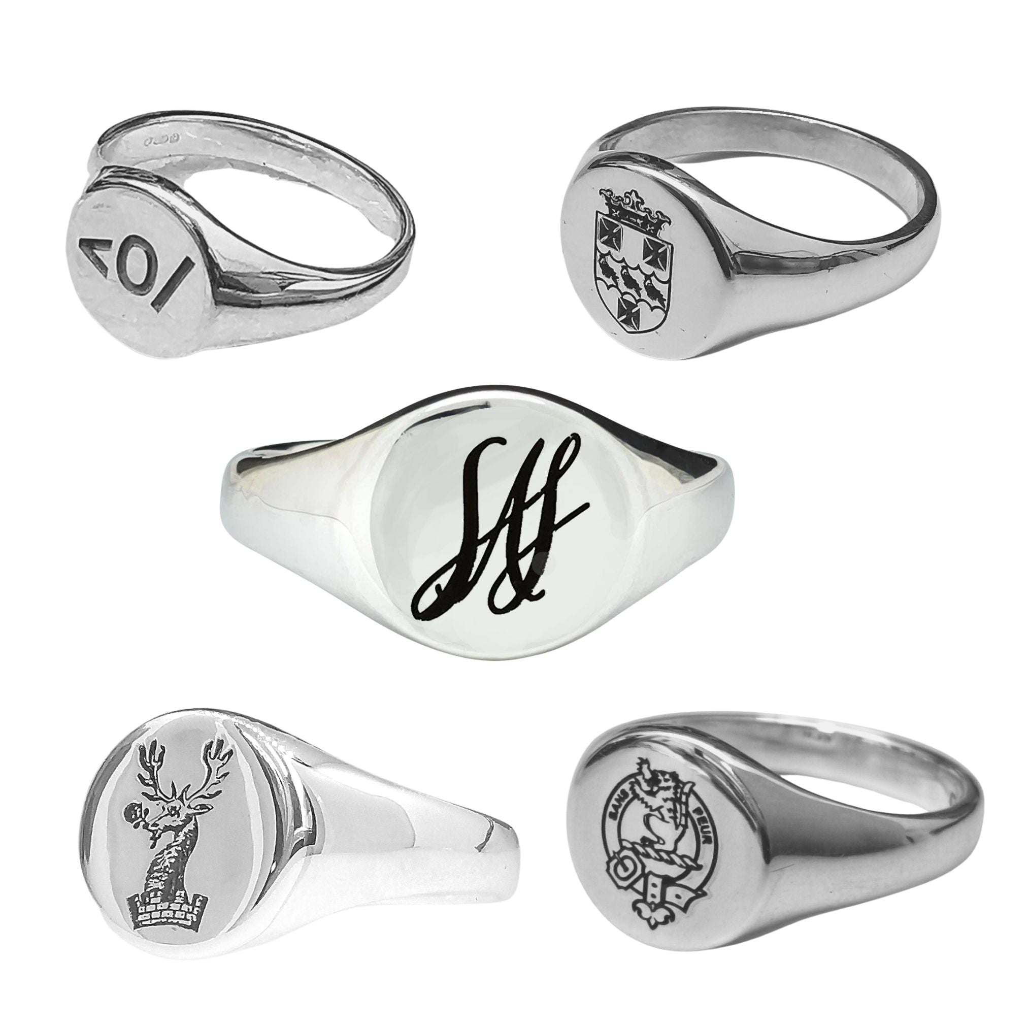 custom engraved silver signet ring family crest handwriting logo symbols off the map jewellery