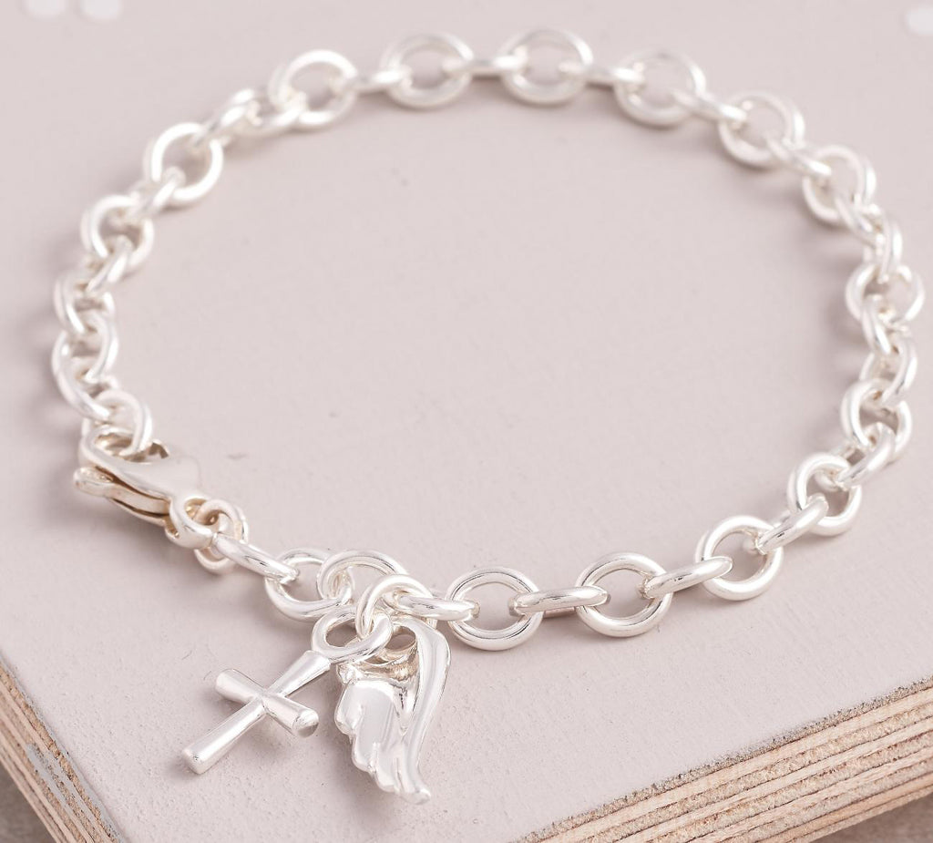 Silver Charm Engraved Bracelet - Personalised Christening Gift
