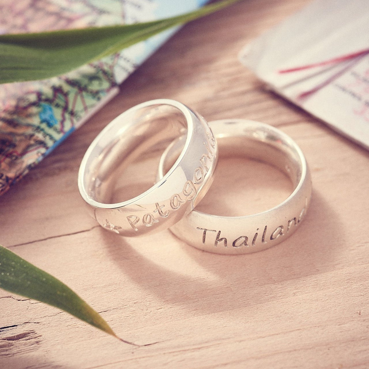 Personalised Silver Mens and Womens Chunky Rings, a unique travel gift