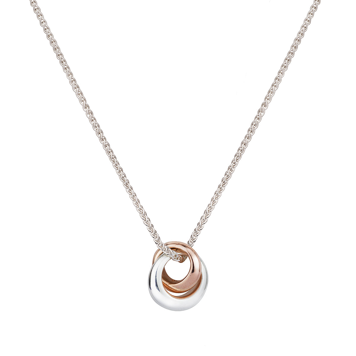 Silver and rose gold Eclipse Loops Circles Russian Style Necklace Scarlett Jewellery