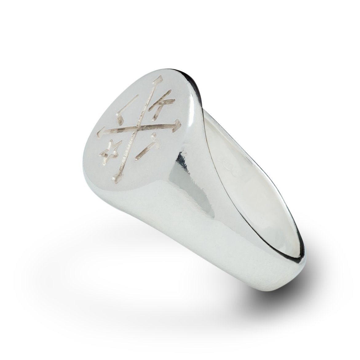 Four Corners Personalized Mens Signet Ring Not Oxidised with intials  From Off The Map Brighton