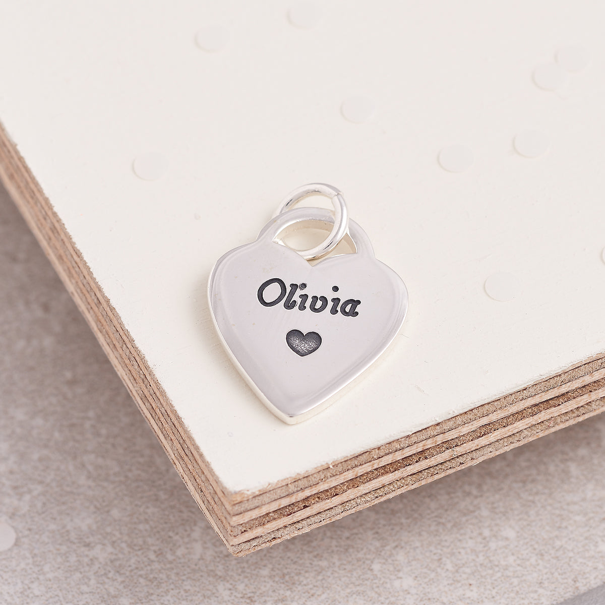 Heart Tag Personalised Silver Charm