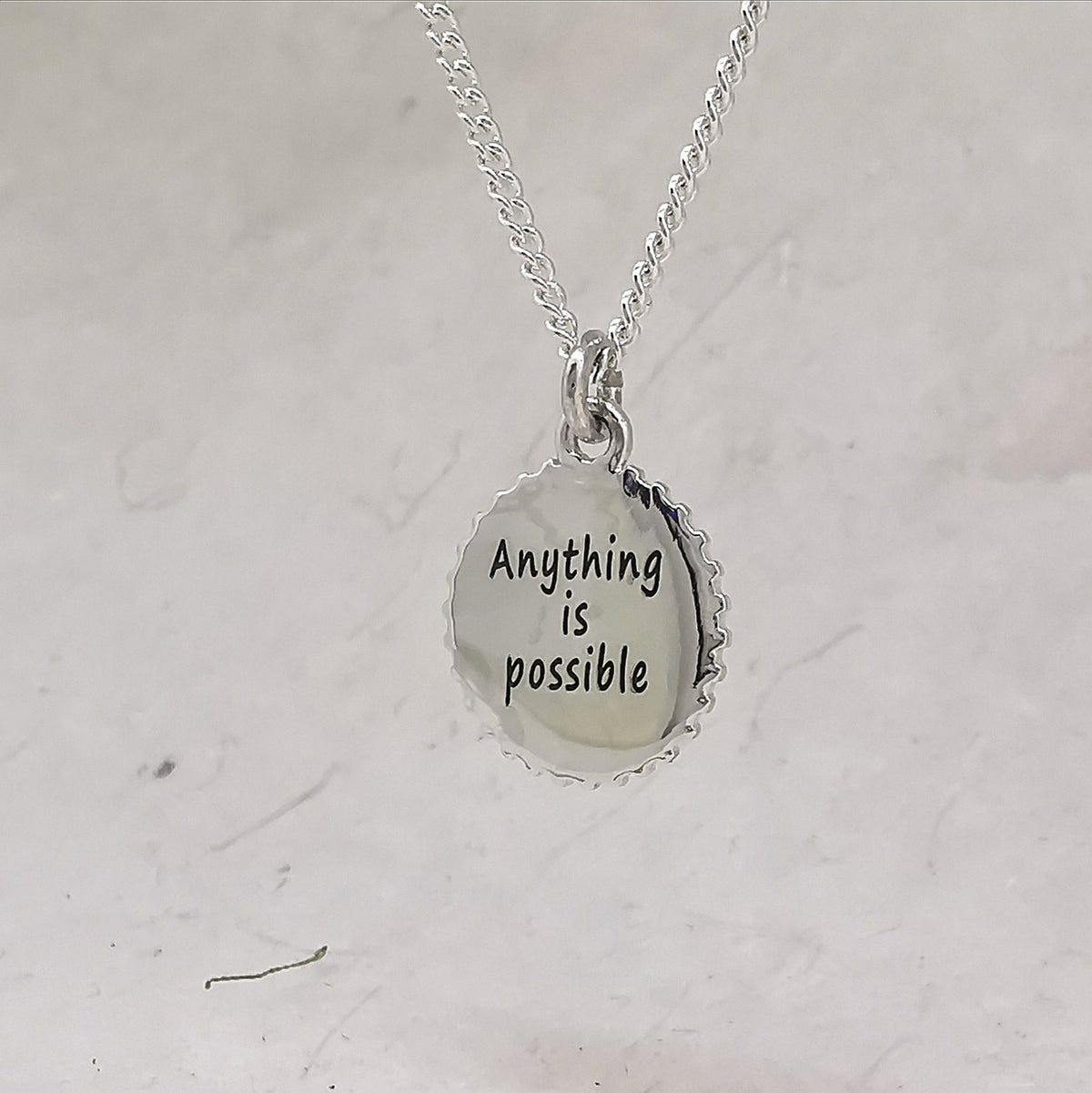 anything is possible quote triathlon engraved gift cog shaped swim bike run pendant mens pendant cyling