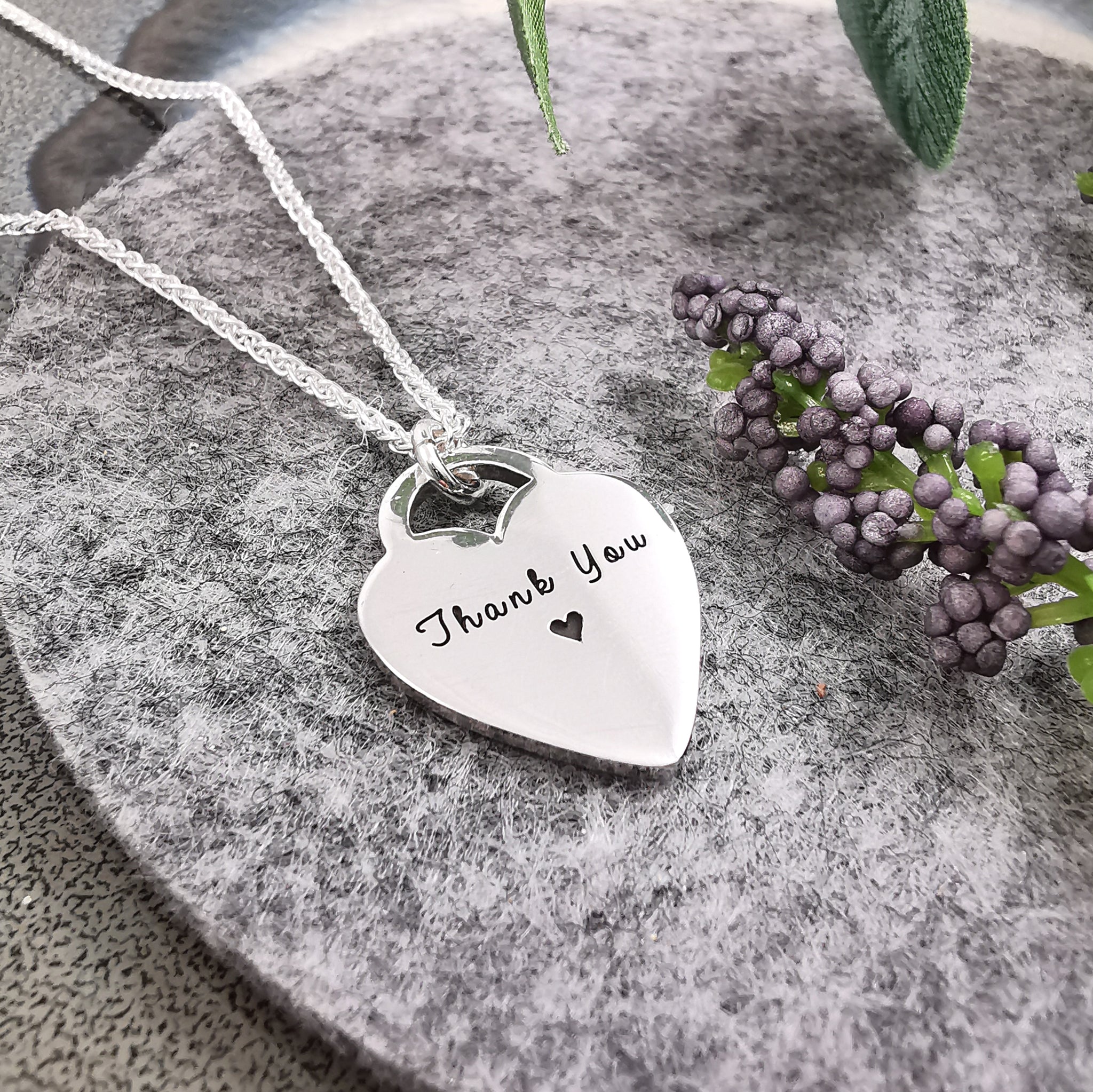 Sterling Silver Heart Necklace with Engraving, Personalised Gift| Charming  Engraving