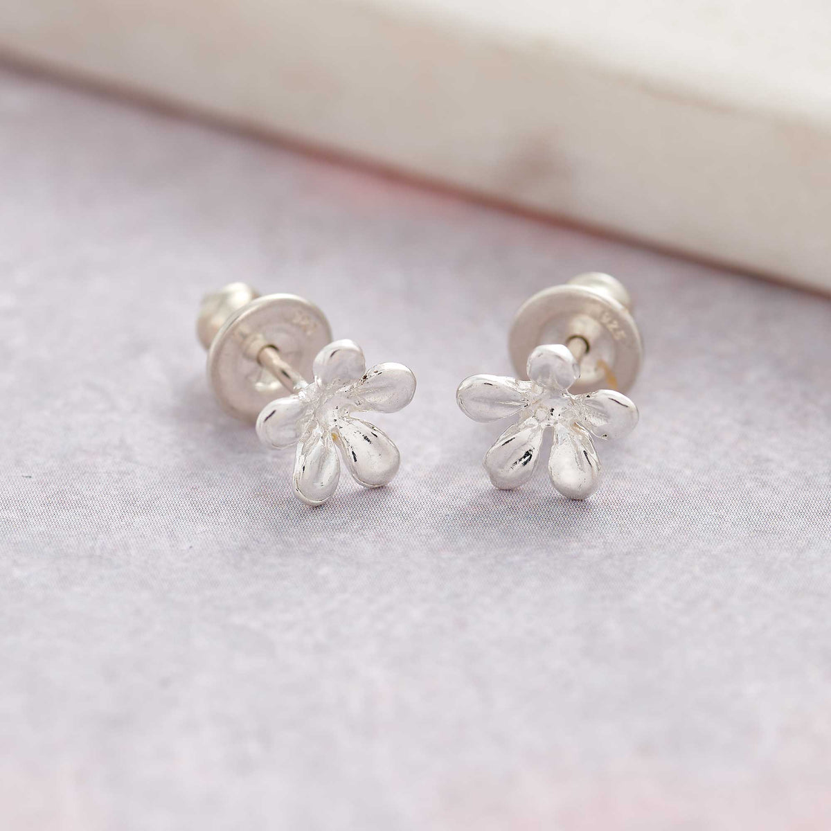 silver jasmine flower stud earrings Scarlett Jewellery