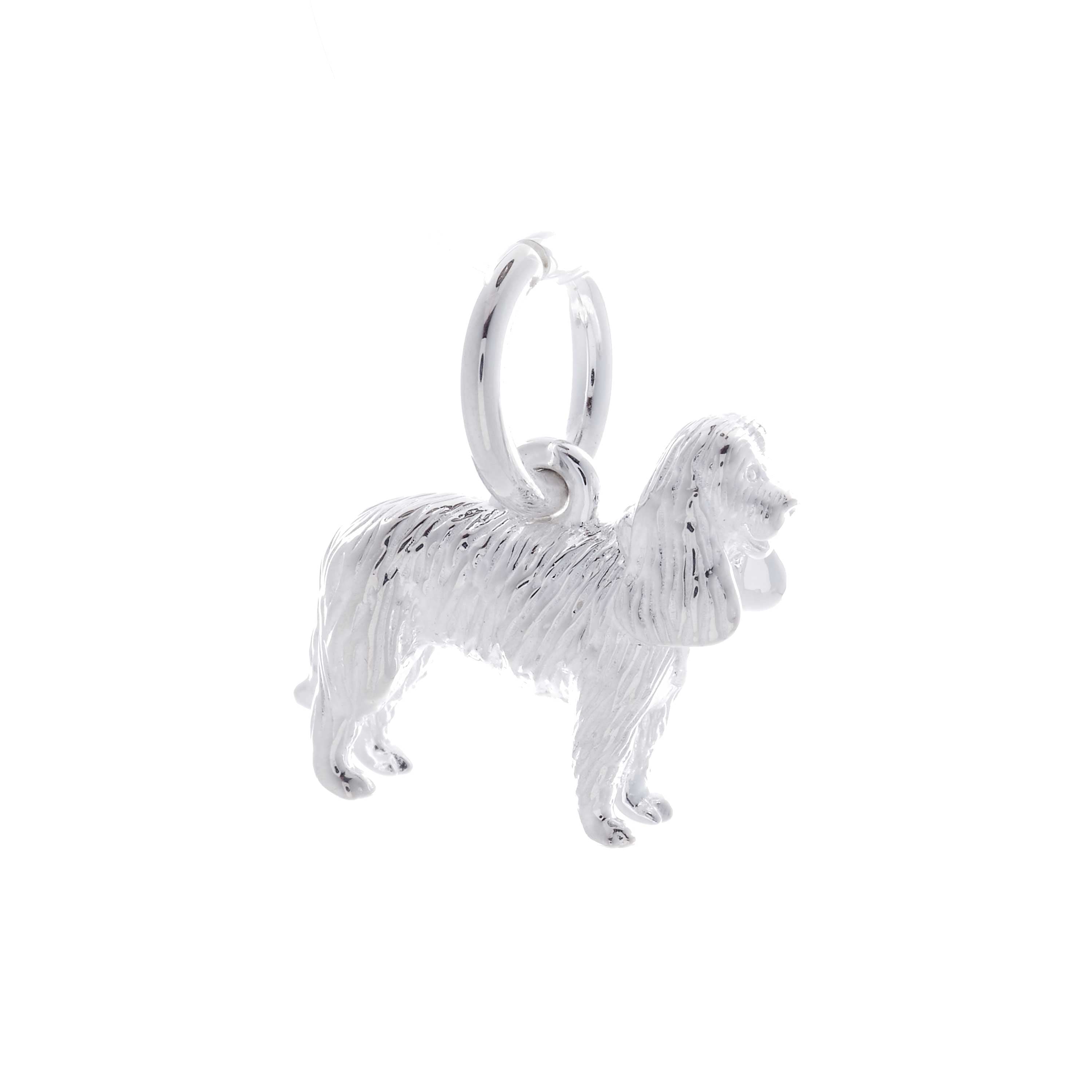King charles spaniel silver dog charm necklace engraved gift from the dog pet loss Scarlett Jewellery UK