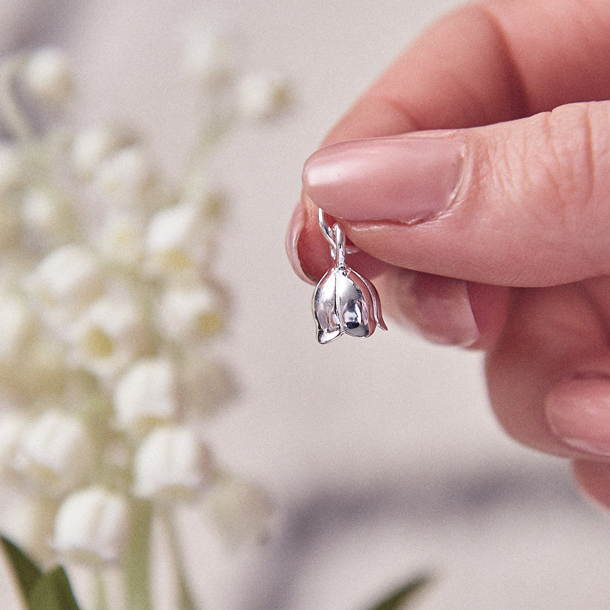 Lily Of The Valley Flower Silver Charm For Bracelet or Necklace from Scarlett Jewellery