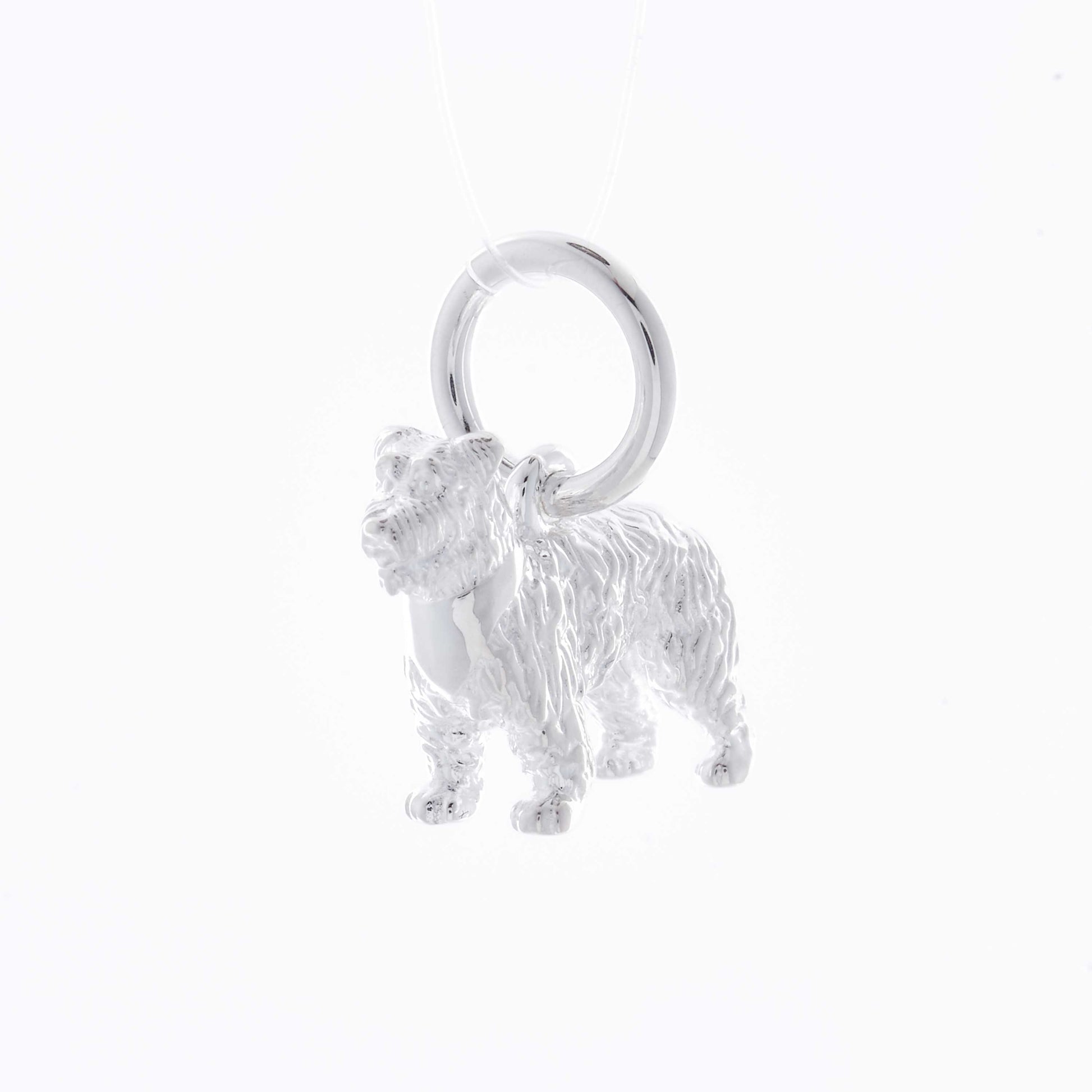 Miniature Schnauzer silver charm necklace engraved gift for pet loss from the dog Scarlett Jewellery UK