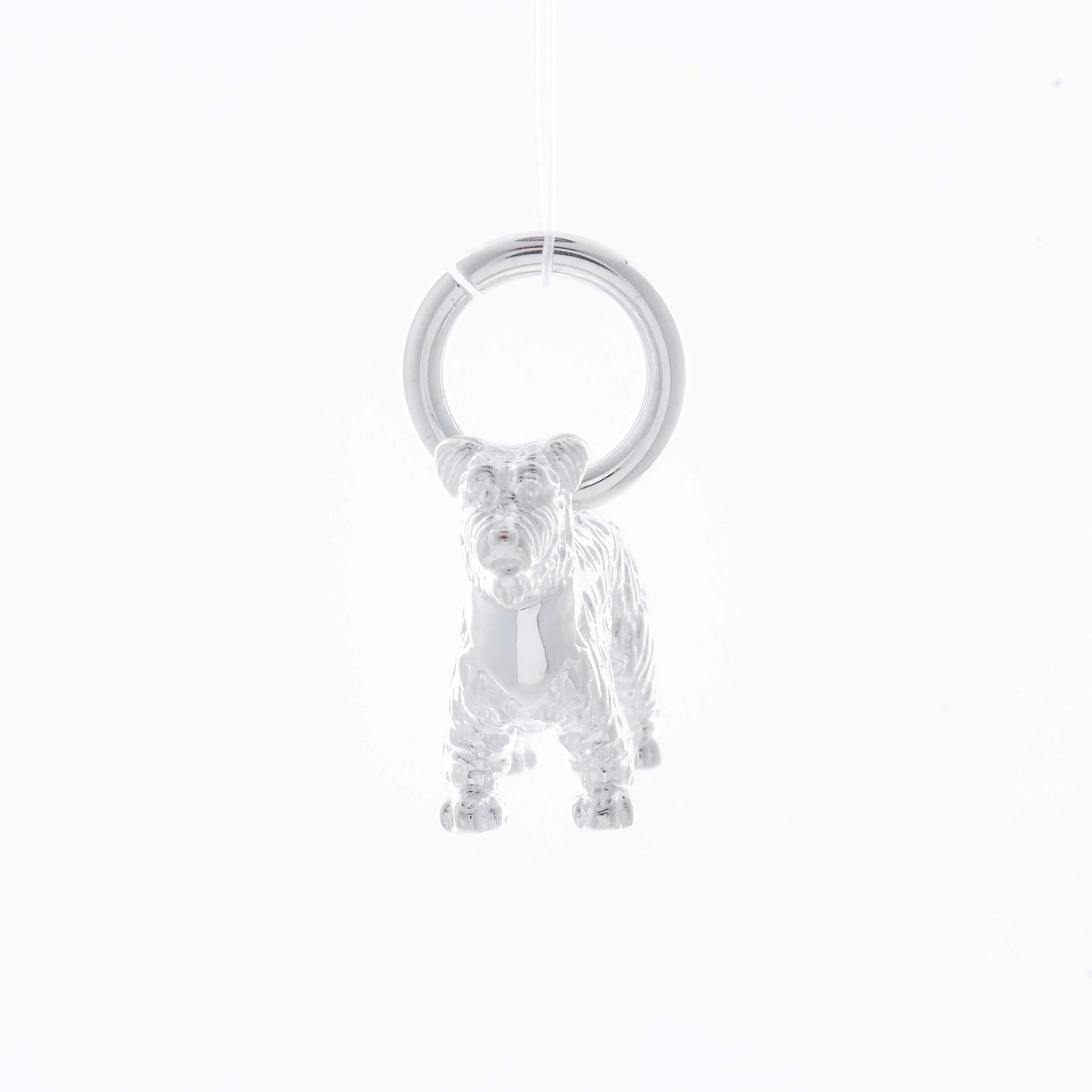 Miniature Schnauzer silver charm necklace engraved gift for pet loss from the dog Scarlett Jewellery UK
