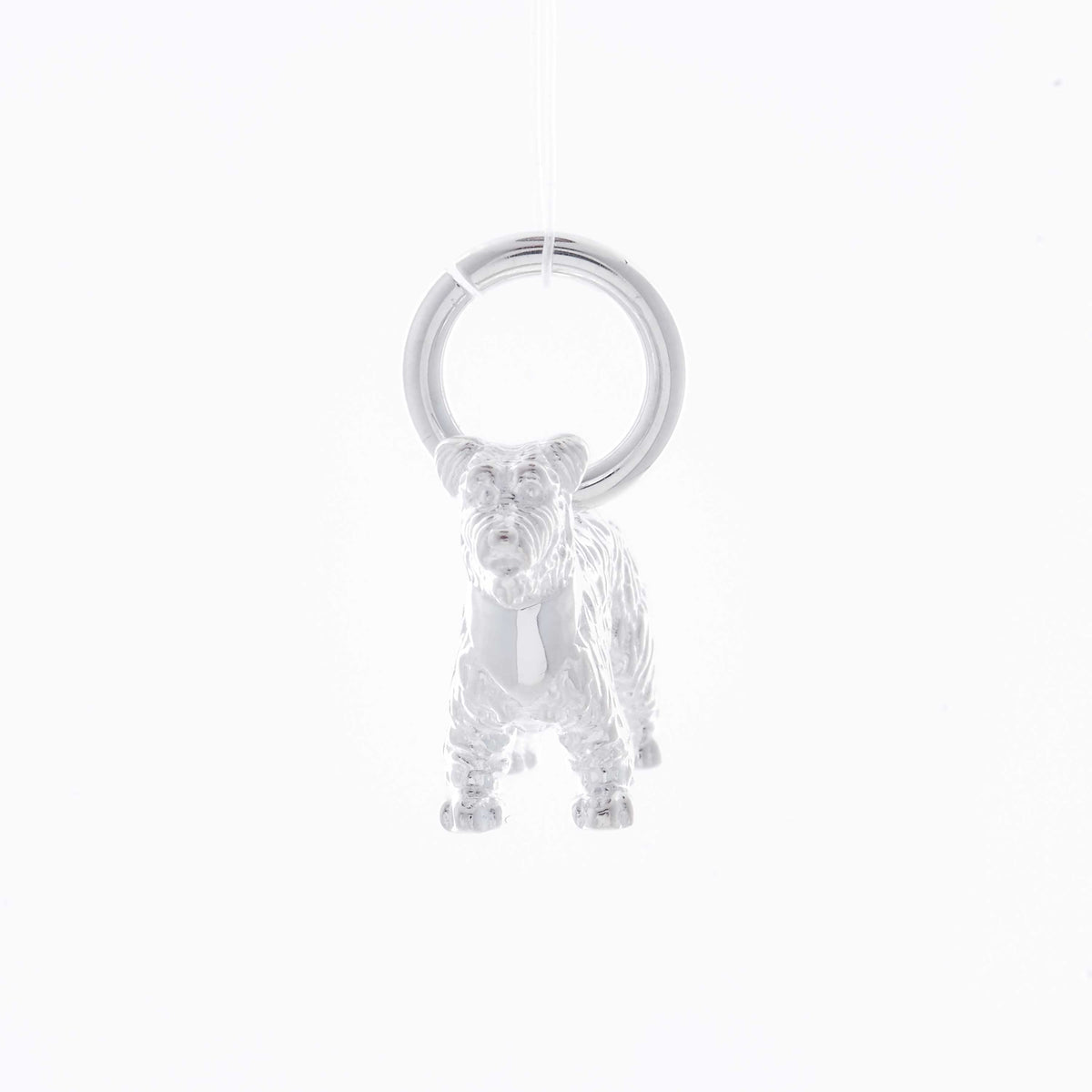 Miniature Schnauzer silver charm necklace engraved gift for pet loss from the dog Scarlett Jewellery UK