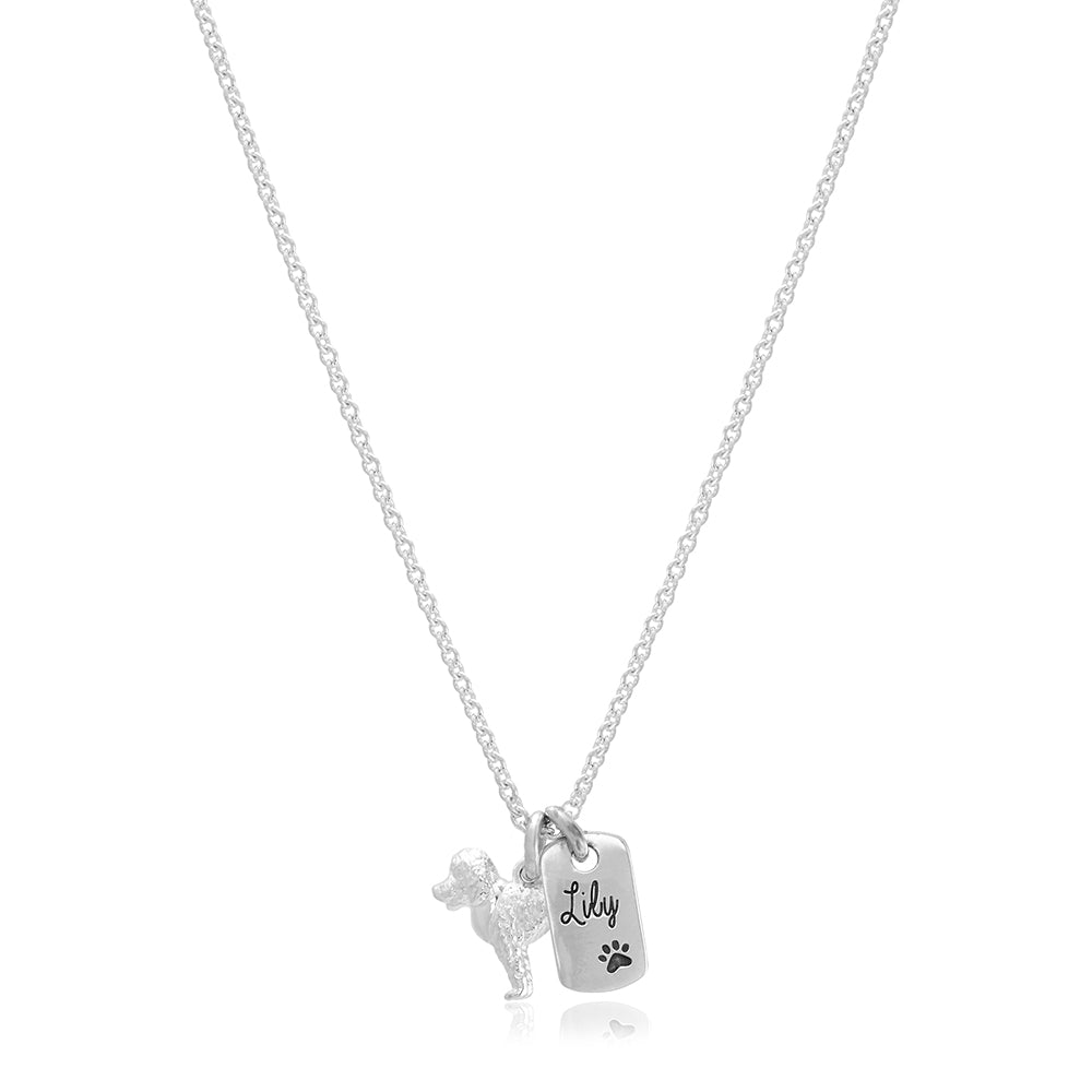 labradoodle silver personalised necklace scarlett jewellery