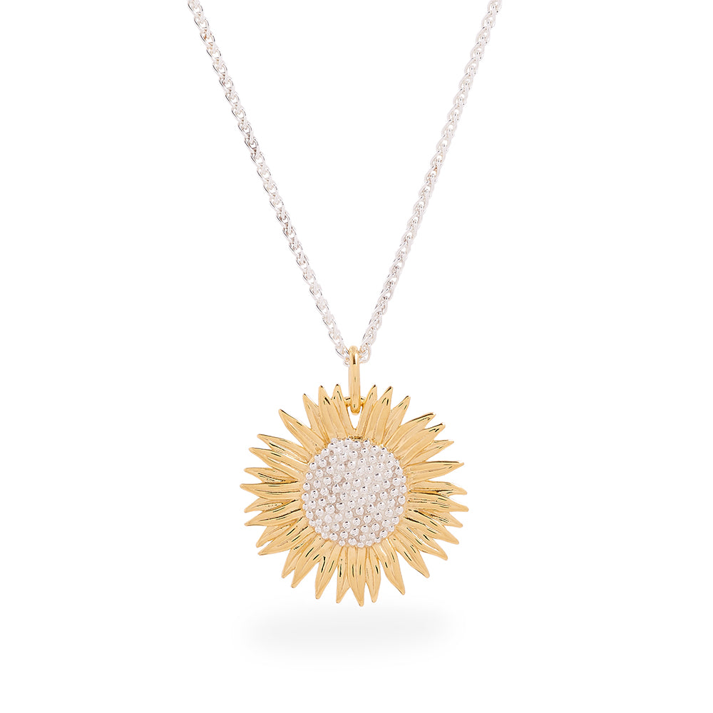 silver gold vermeil sunflower necklace scarlett jewellery