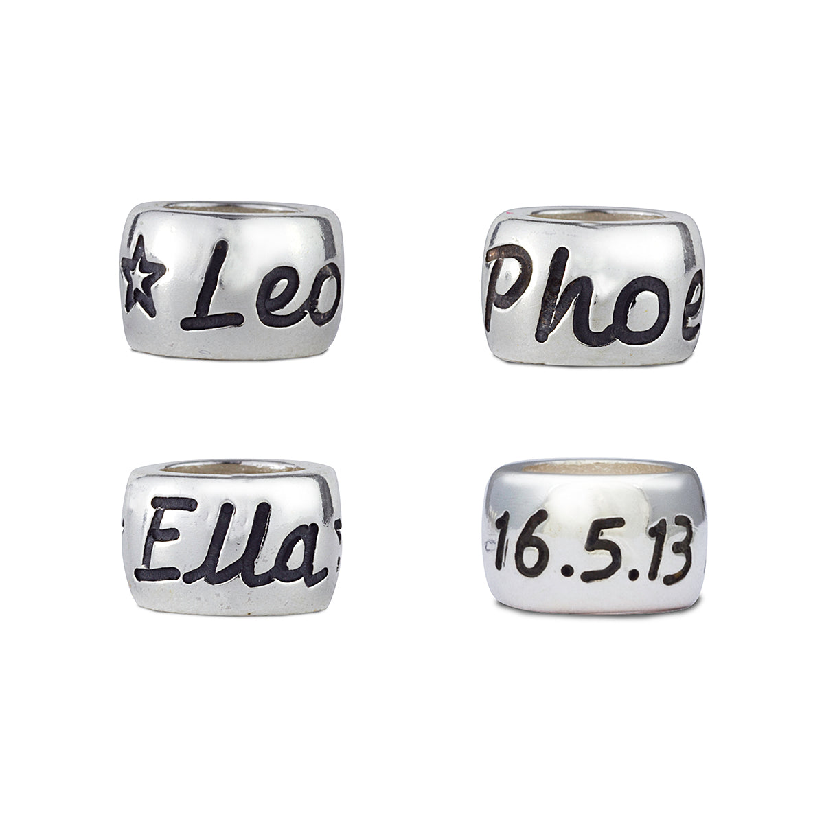 Personalised Silver Engraved Charm Bead Designer Charms That Fit Pandora Style Bracelet