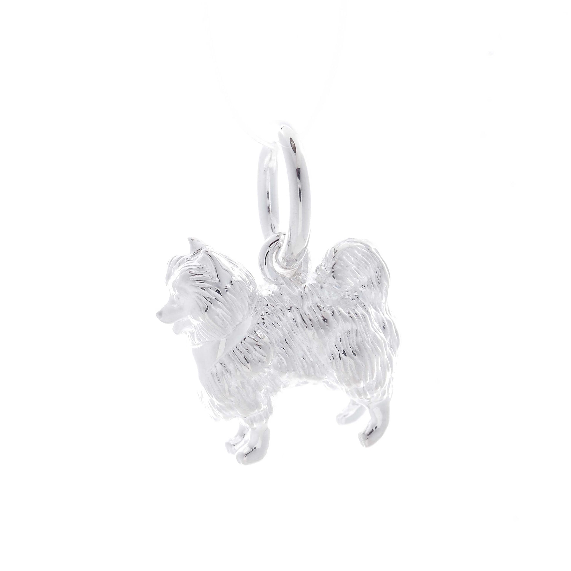 Pomeranian silver dog charm necklace engraved pet loss jewellery gift Scarlett Jewellery UK
