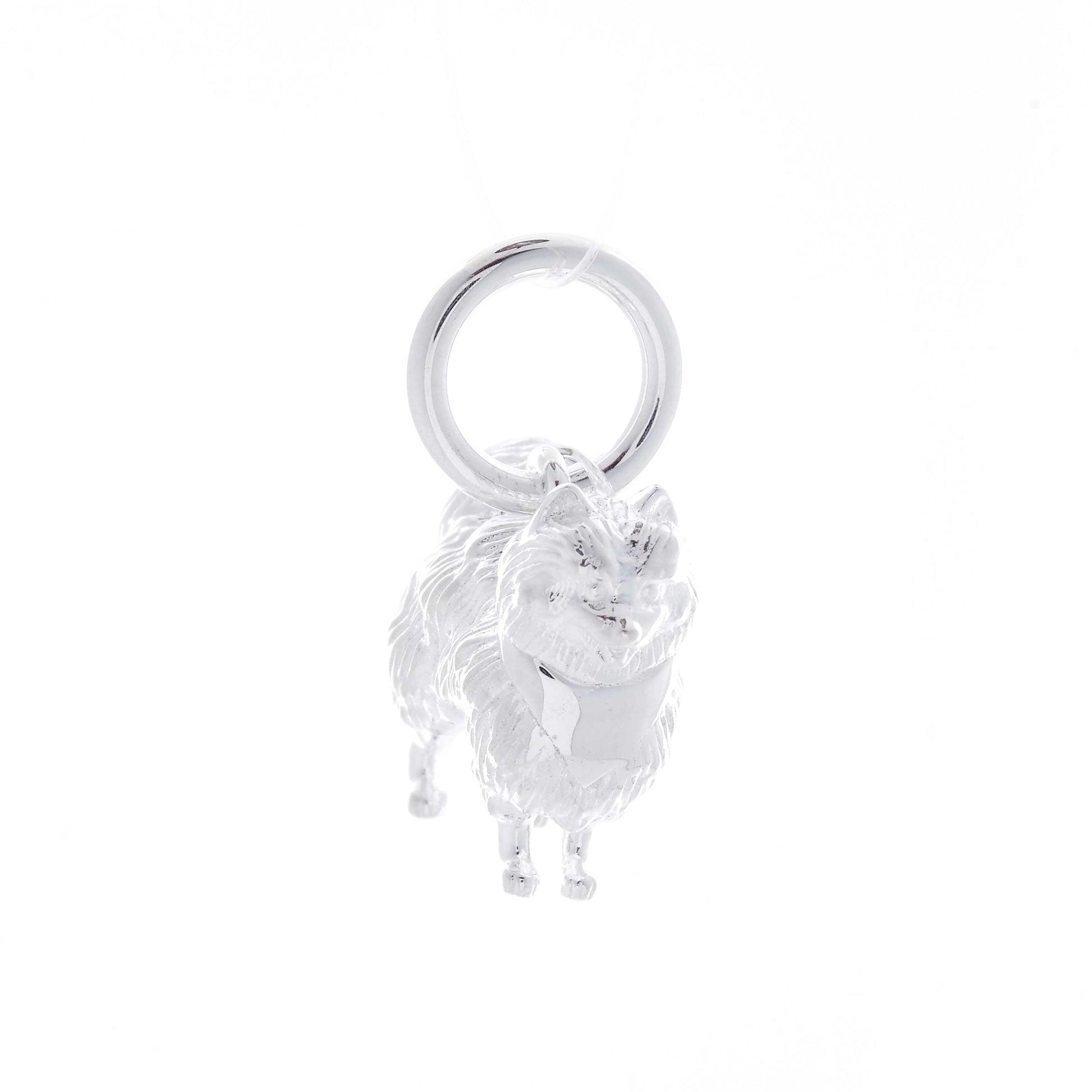 Pomeranian silver dog charm necklace engraved pet loss jewellery gift Scarlett Jewellery UK