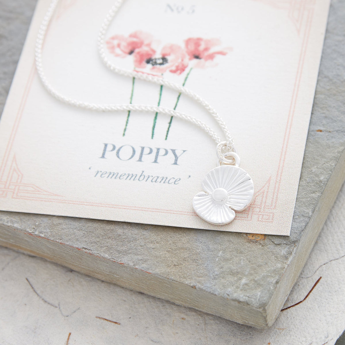 poppy flower charm solid silver