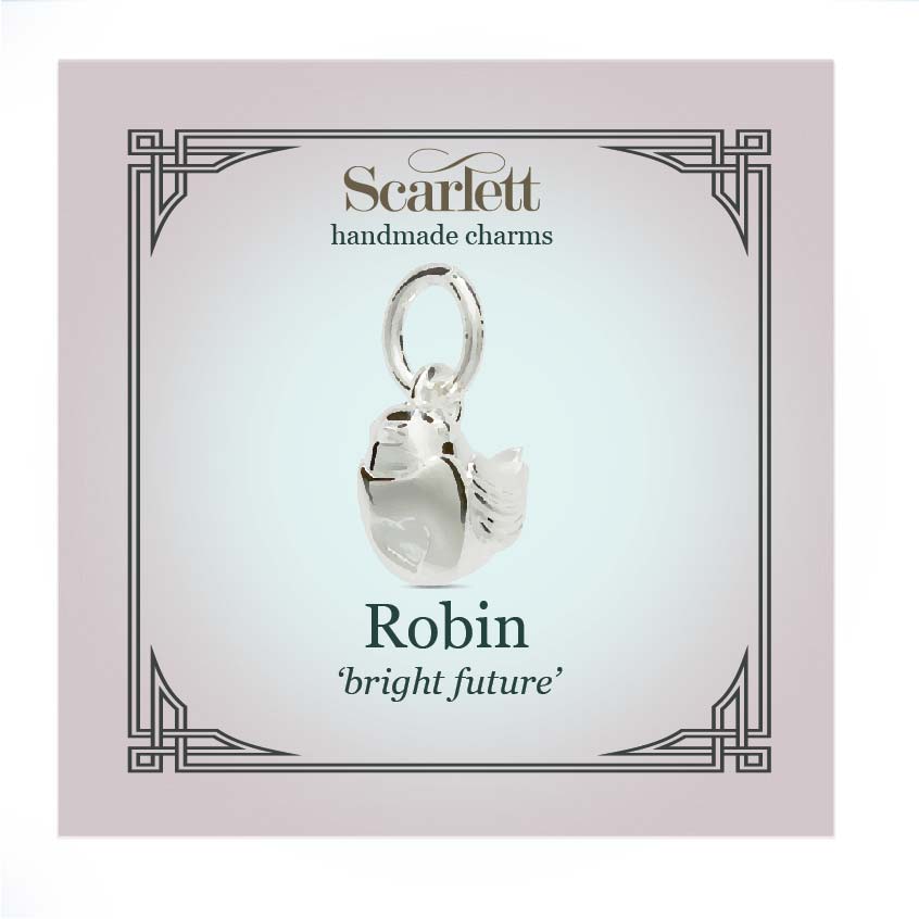 Silver Robin bird christmas nature charm pendant or bracelet Scarlett Jewellery