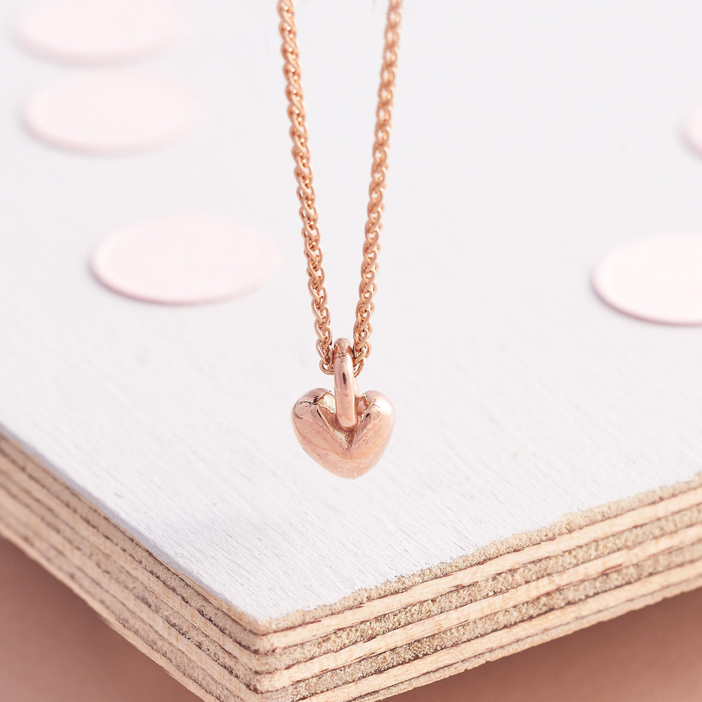 Solid rose gold recycled heart pendant Scarlett Jewellery UK Slow fashion trends