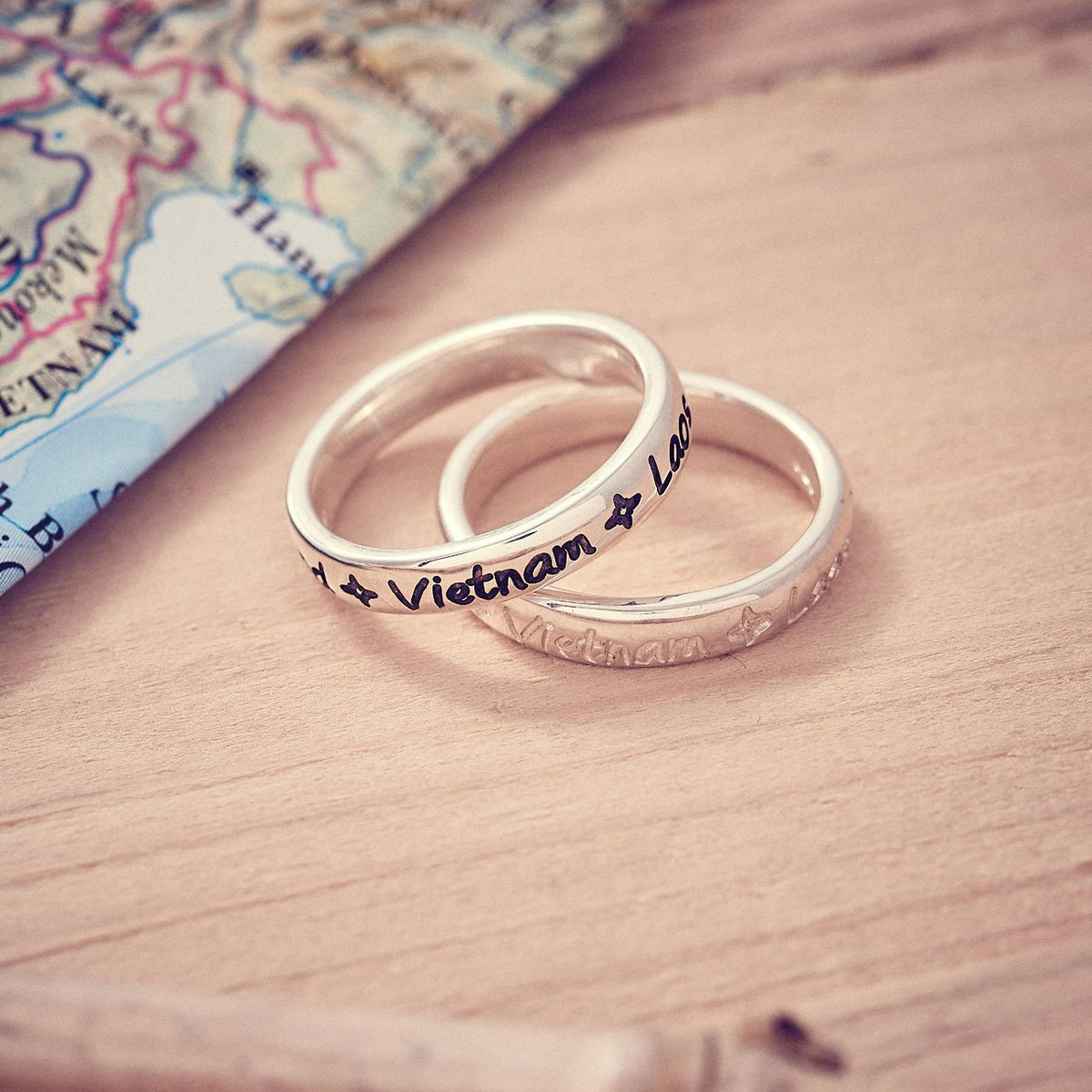 Round The World Personalised Travel Ring, unusual gift for a friend going traveling