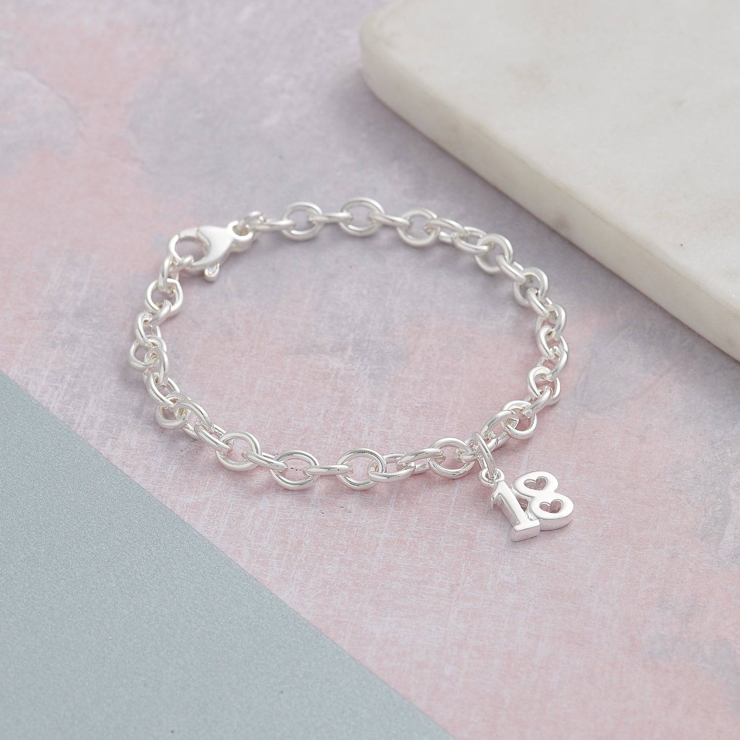 18th birthday designer silver charm bracelet adjustable solid sterling 925 silver scarlett jewellery