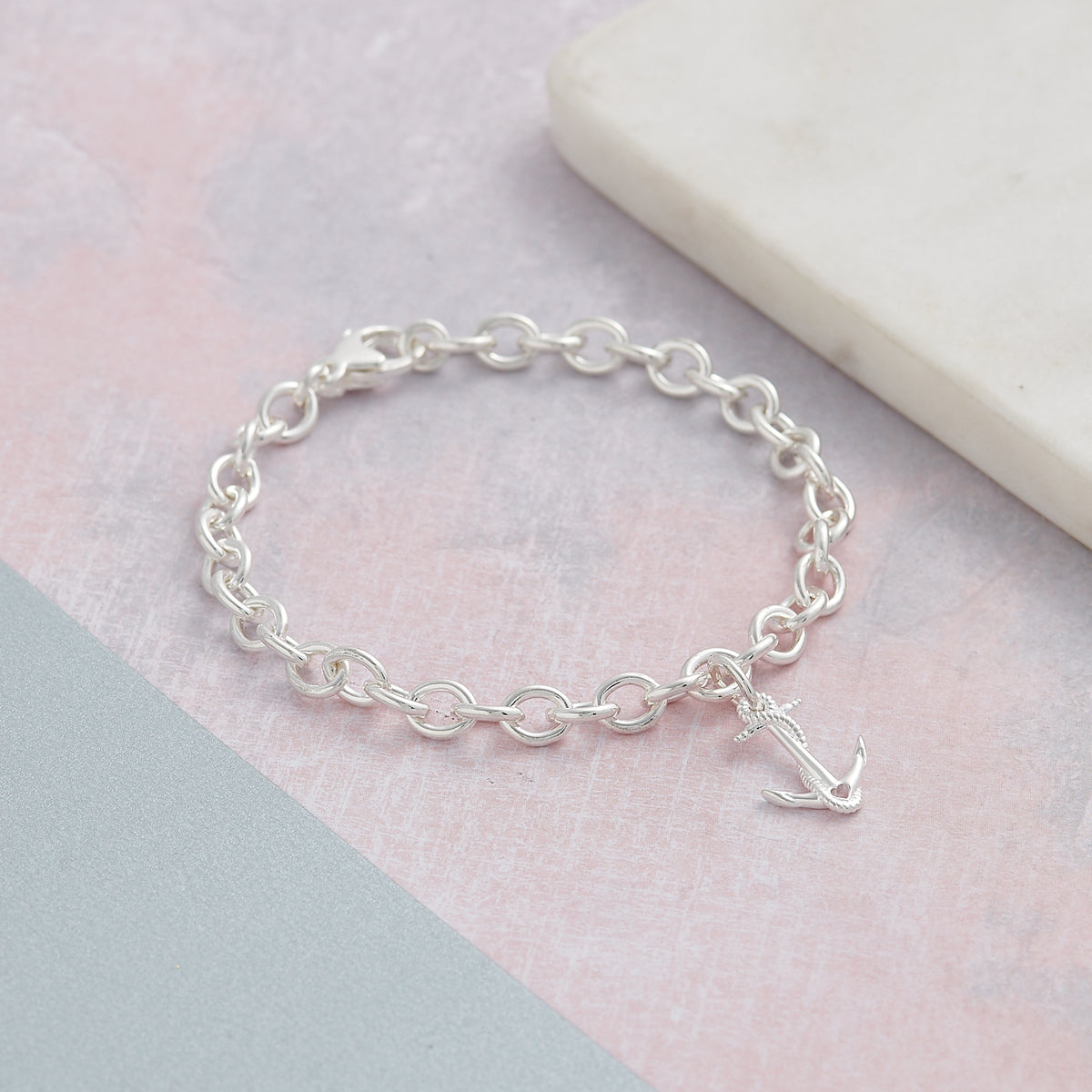 Solid sterling silver anchor charm bracelet designer Scarlett Jewellery