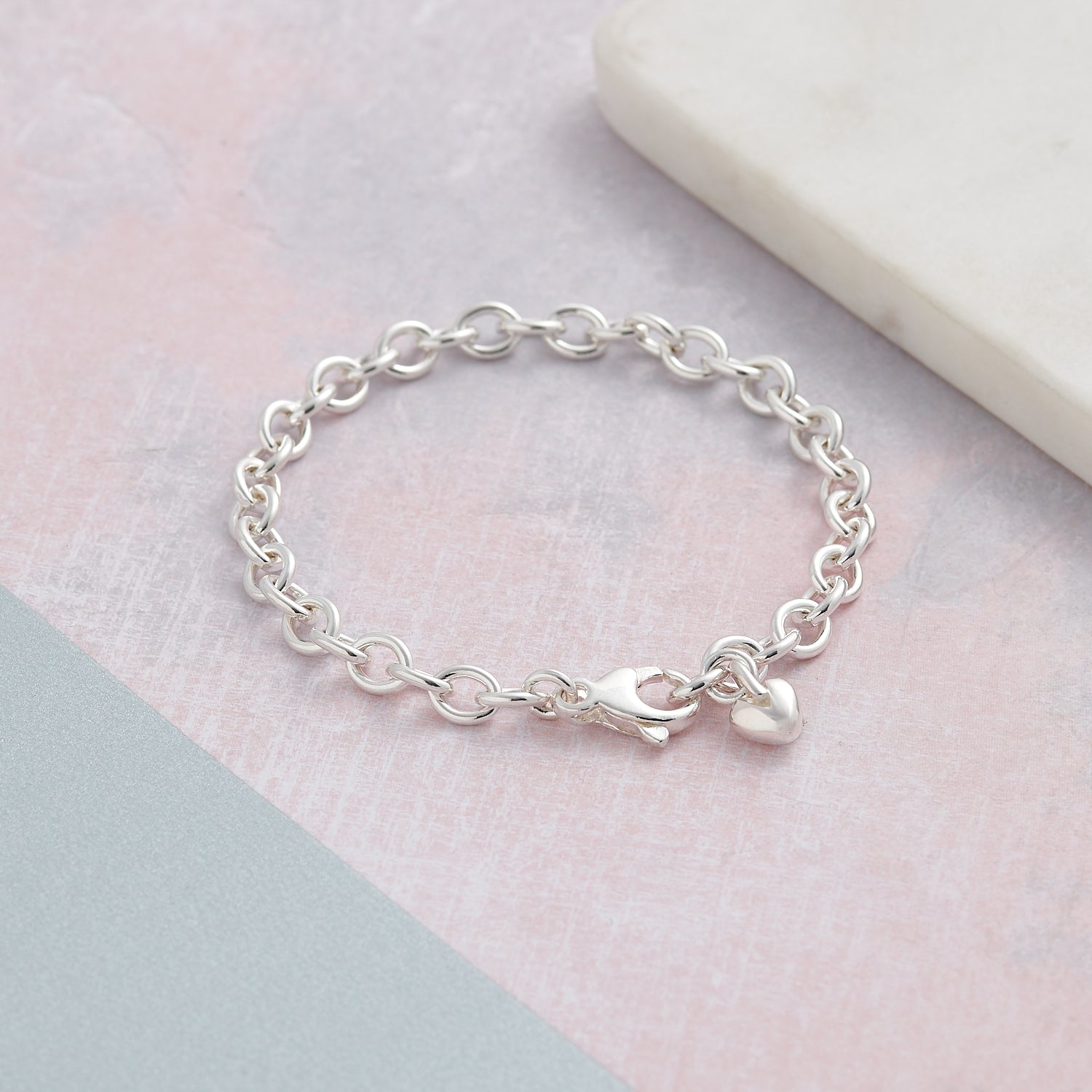 Solid sterling silver adjustable heart charm bracelet designer Scarlett Jewellery