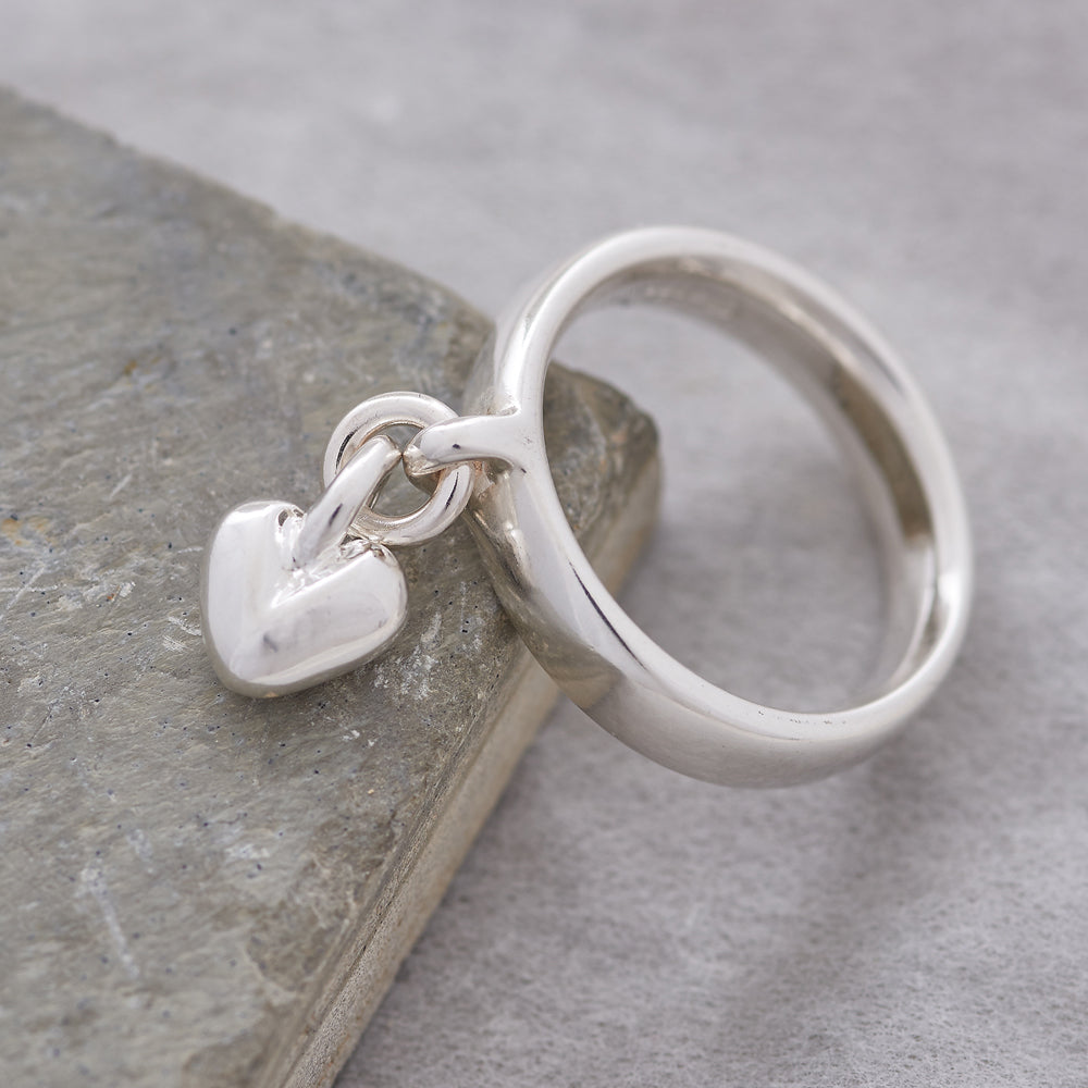 solid silver heart charm ring designer womens scarlett jewellery UK