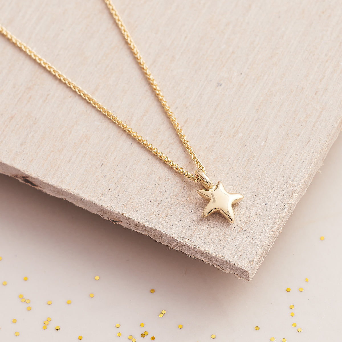 Solid recycled gold star necklace for teens young women designer Scarlett Jewellery