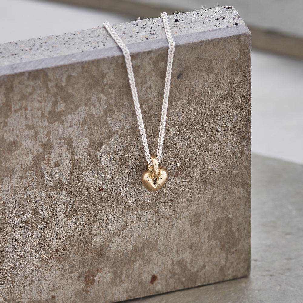 18ct gold vermeil plated silver heart pendant small sized for teenagers christmas gift