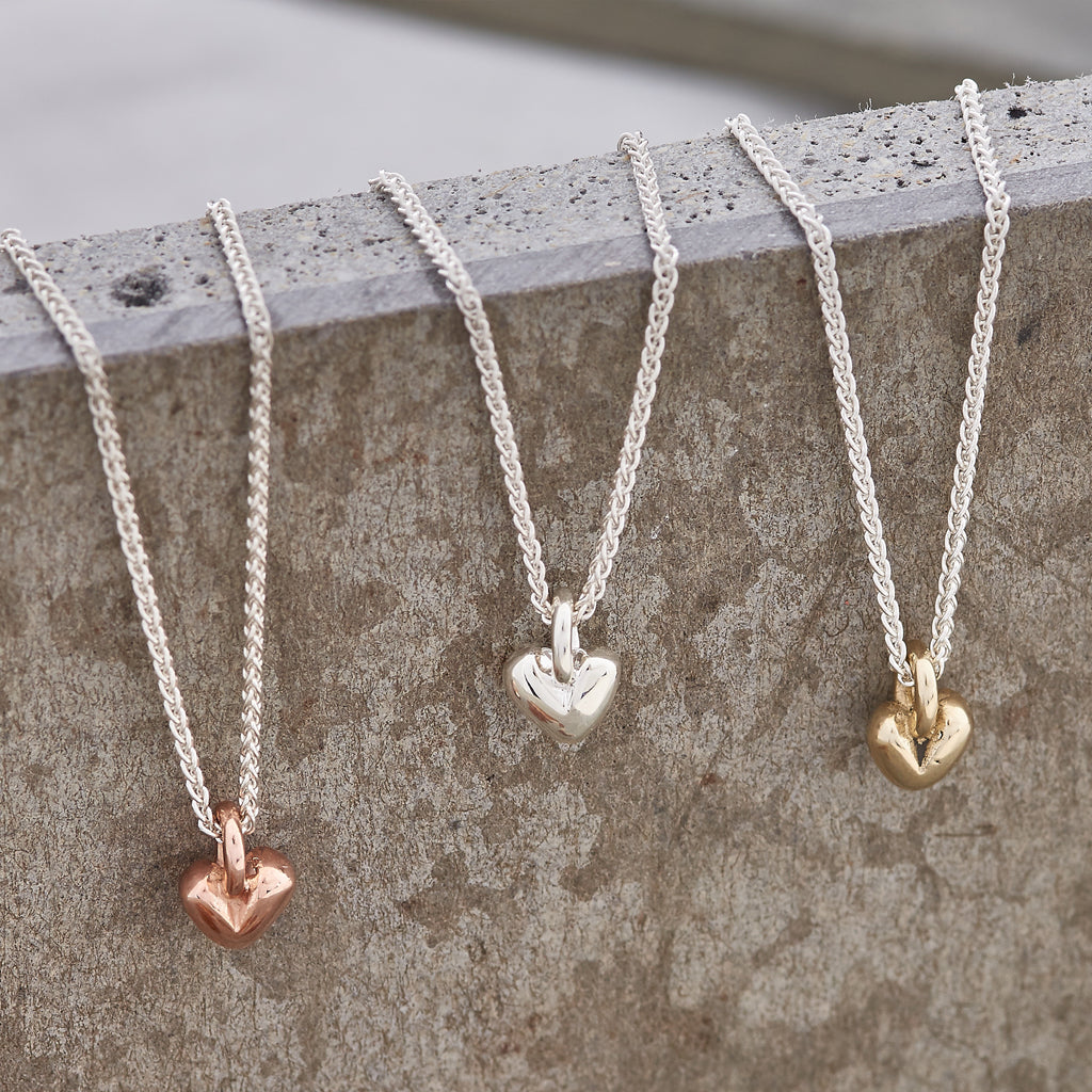 small heart pendants made in uk recycled gold scarlett jewellery