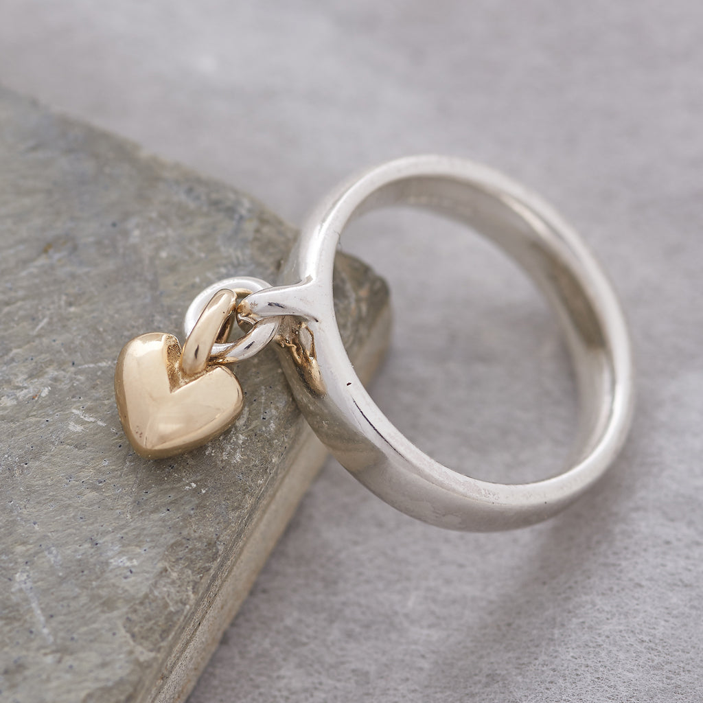 Contemporary Styling for Women - Recycled Silver & Solid Gold Charm Ring