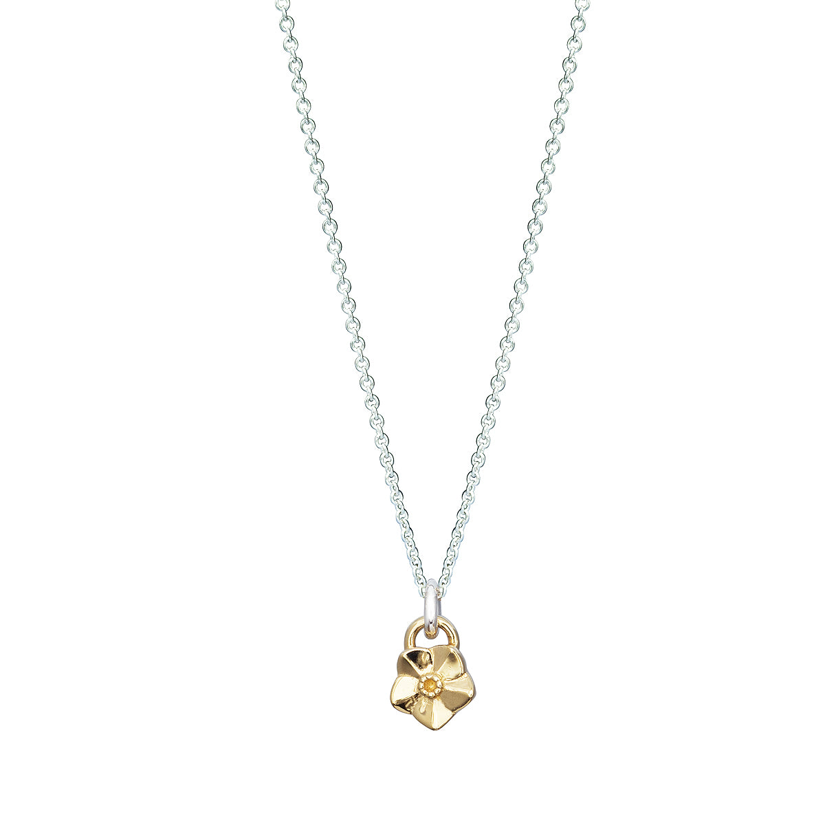 Tiny Forget-Me-Not Gold Charm Necklace Memorial Gift Scarlett Jewellery