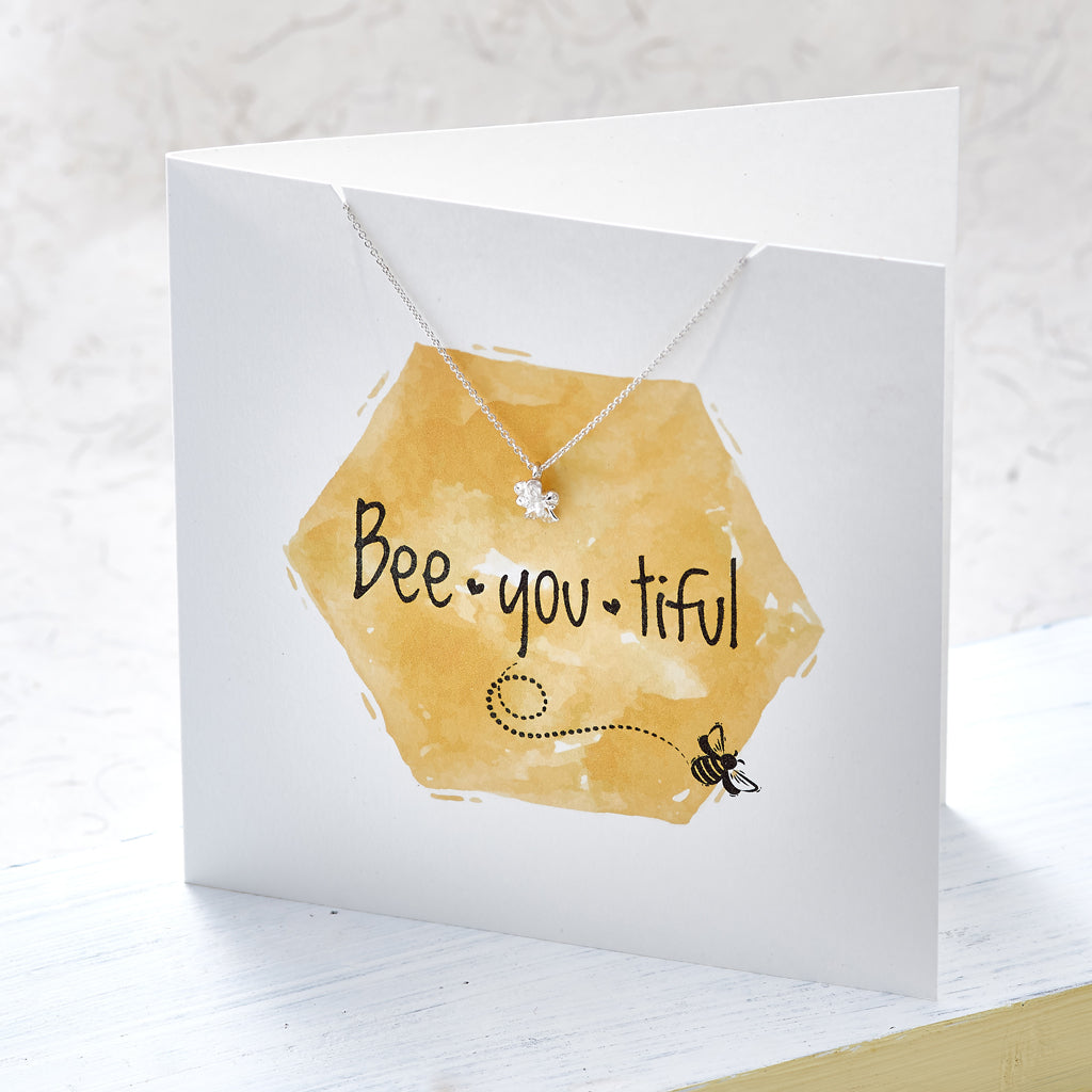 solid silver small bumble nee necklace on gift card Scarlett Jewellery