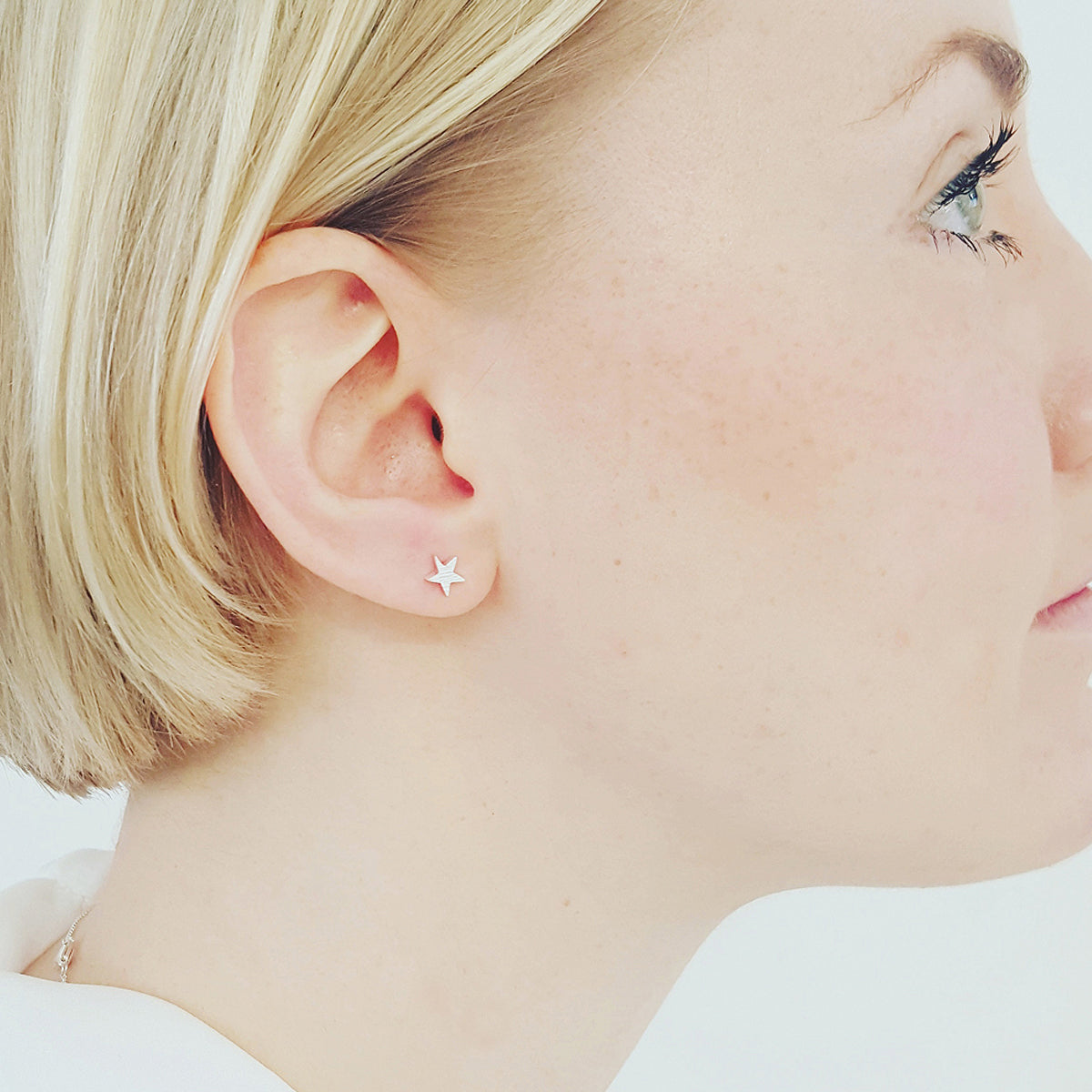 Silver textured star stud earrings handmade Brighton Scarlett Jewellery