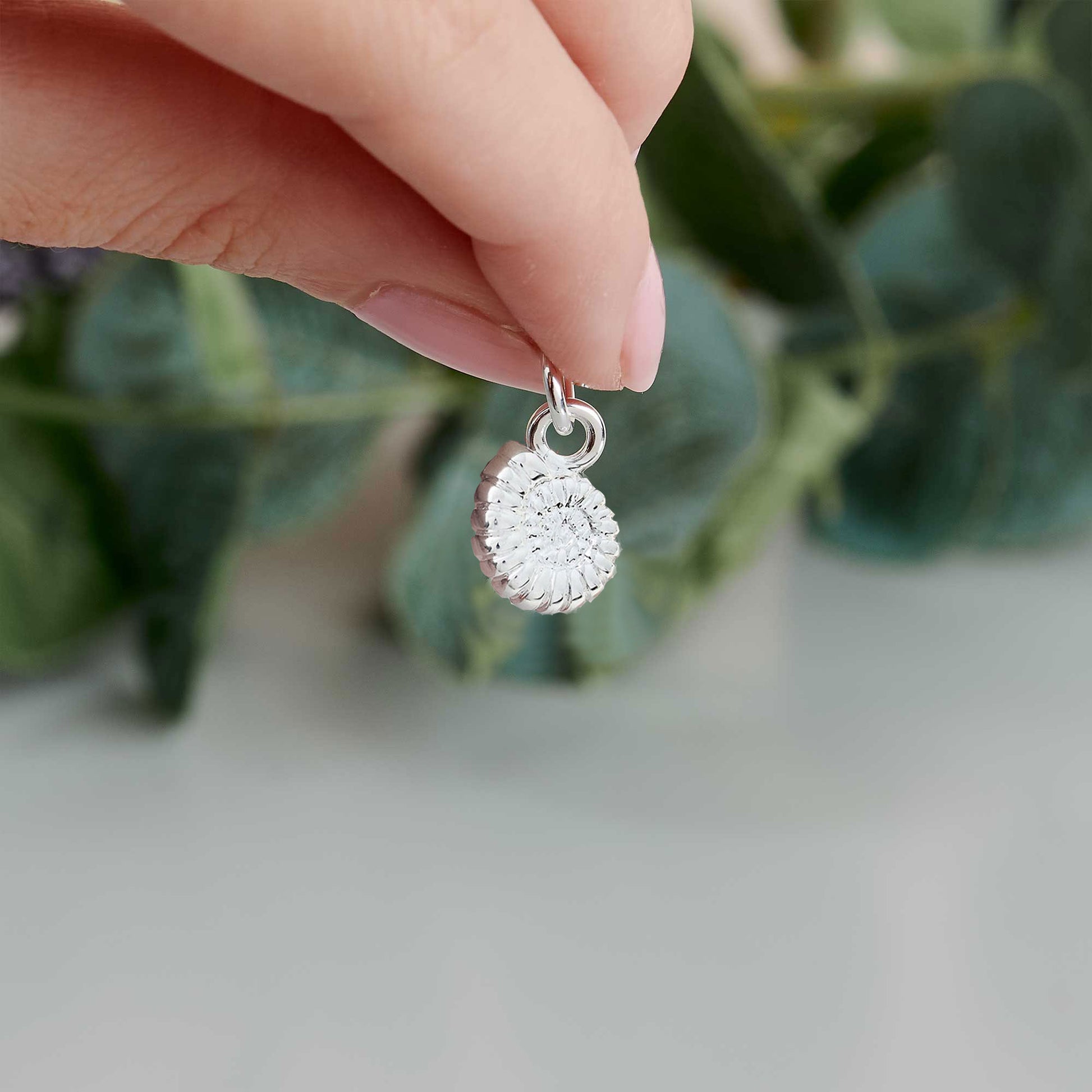 Ammonite fossil silver bracelet charm pendant necklace Scarlett Jewellery